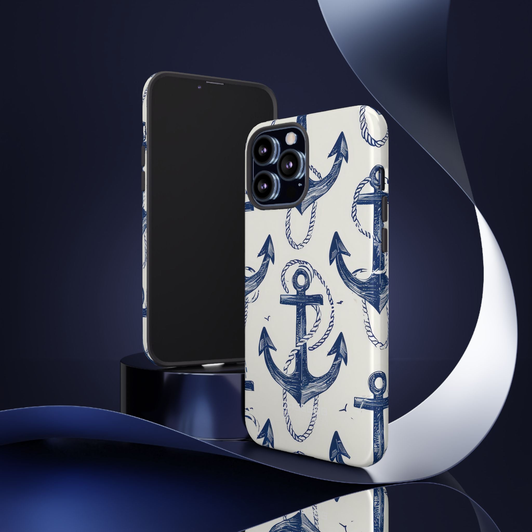 Navy Anchor Tapestry iPhone 13 - Tough