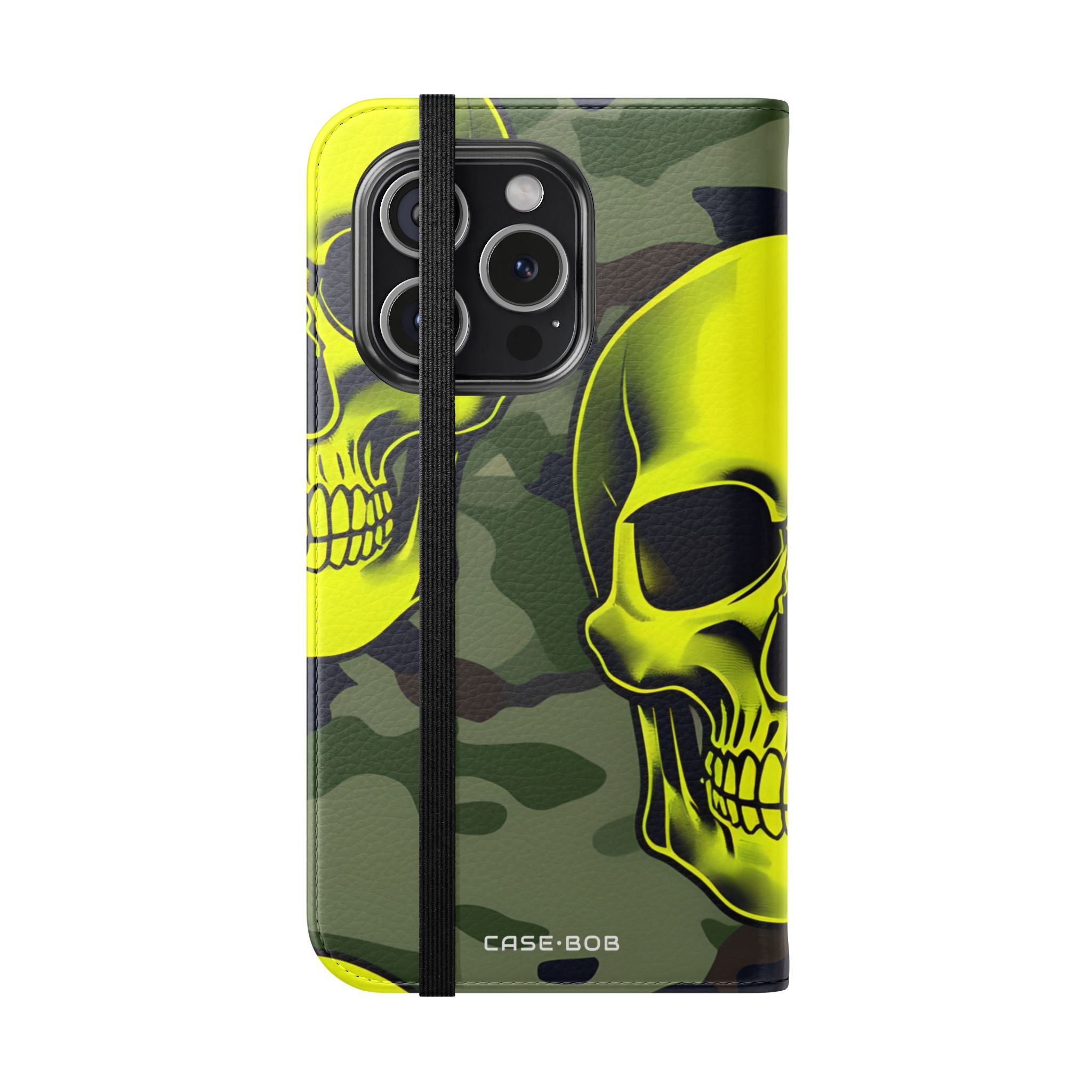 Neon Skull Camo - iPhone 15 Pro Case - Wallet