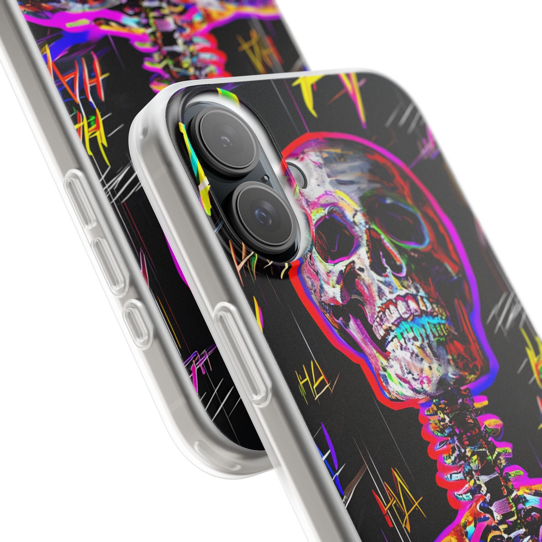 Neon Skeleton Laugh iPhone 16 Plus Case - Soft