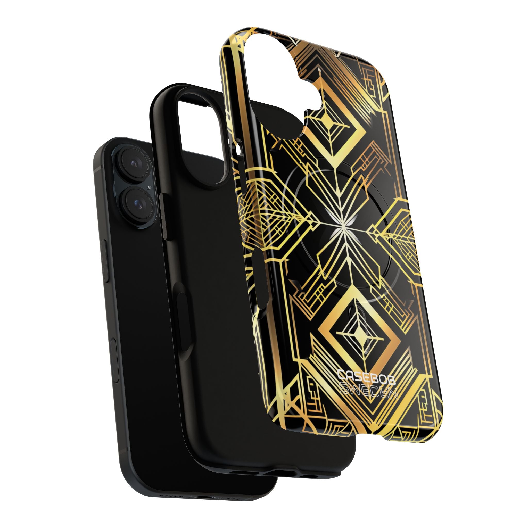 Golden Geometric Symphony iPhone 16 - Tough+