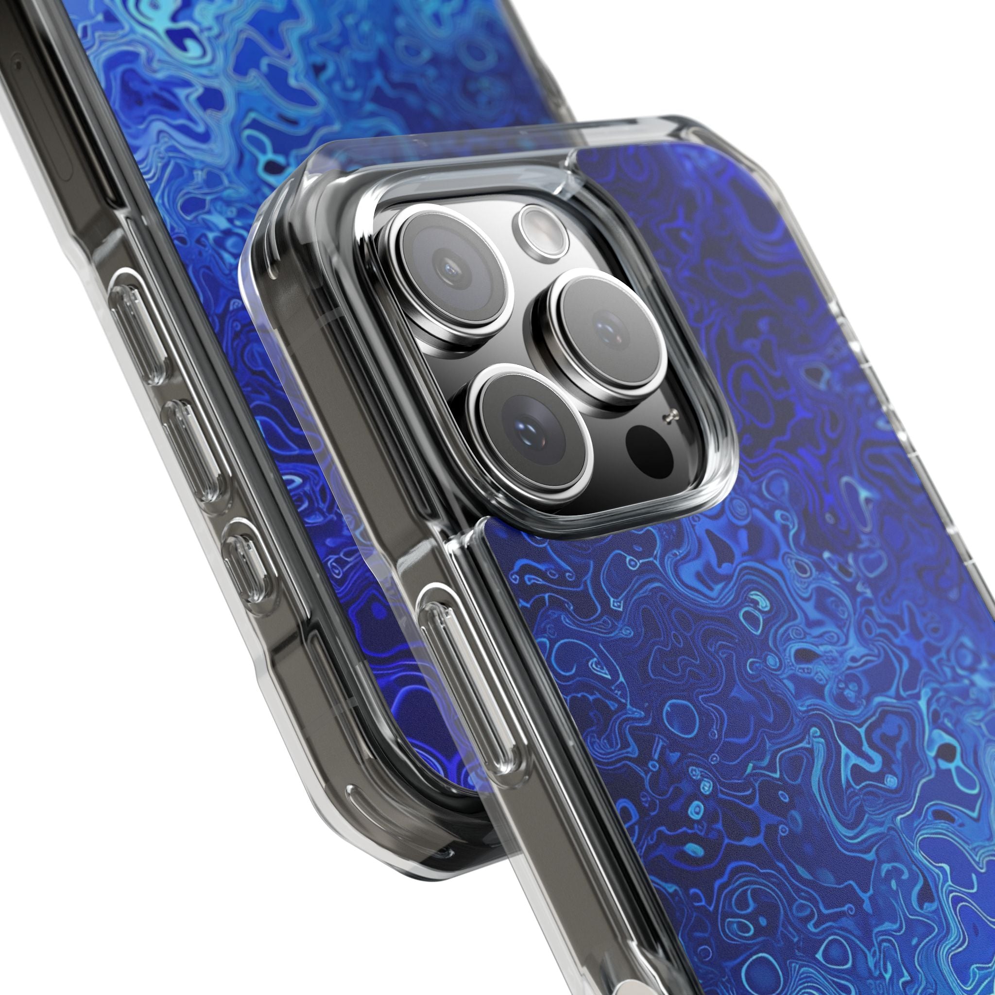 Swirling Blue Currents iPhone 16 - Impact Clear+