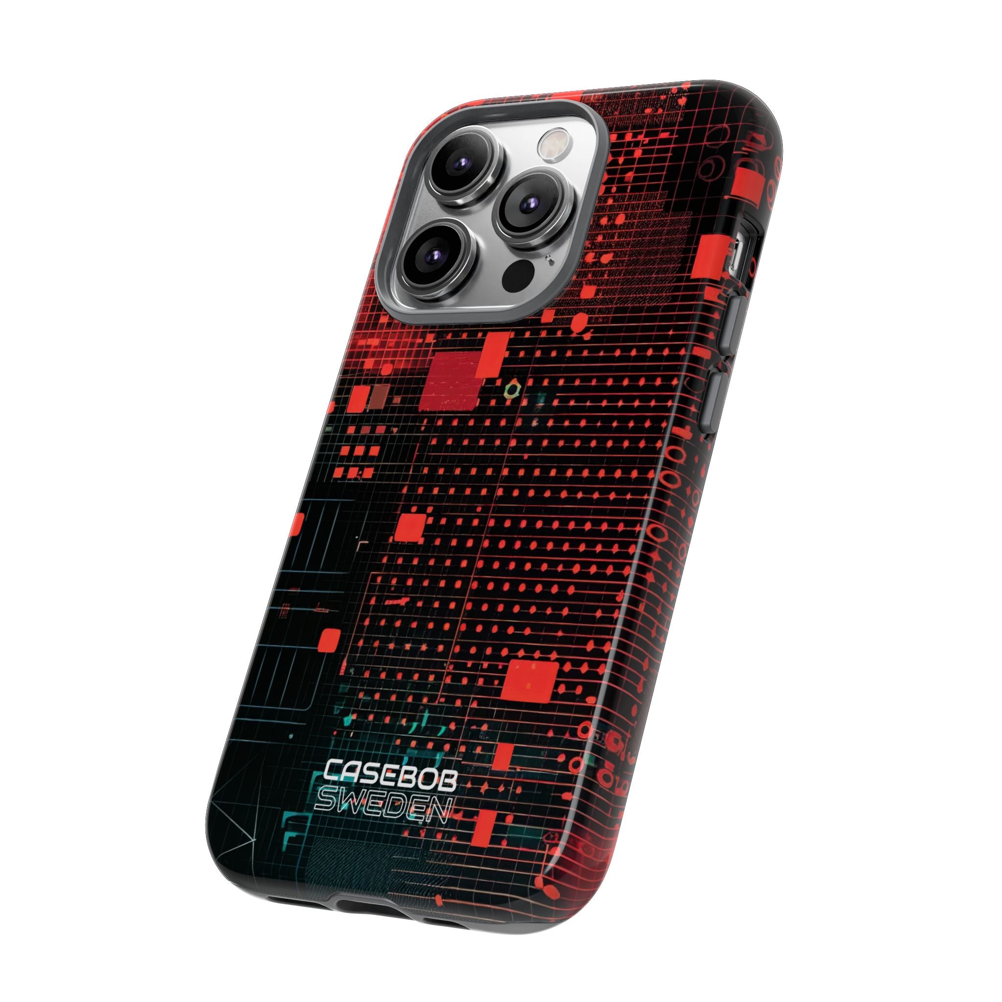 Crimson Circuit Grid iPhone 14 - Tough