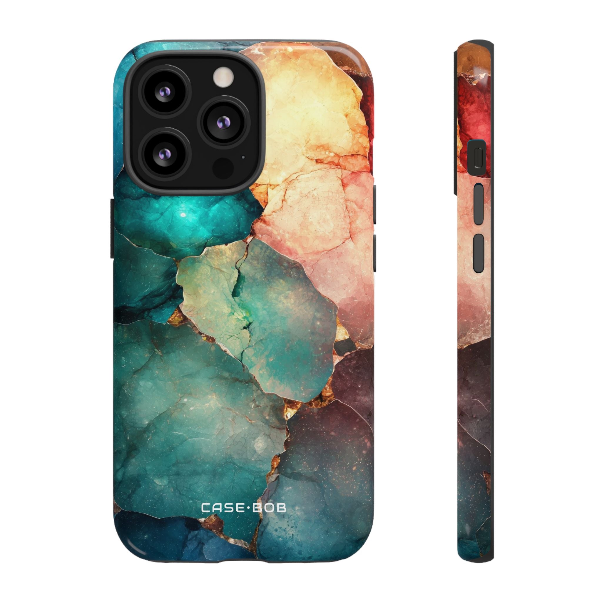 Teal Mosaic Veins iPhone 13 Pro Case - Tough