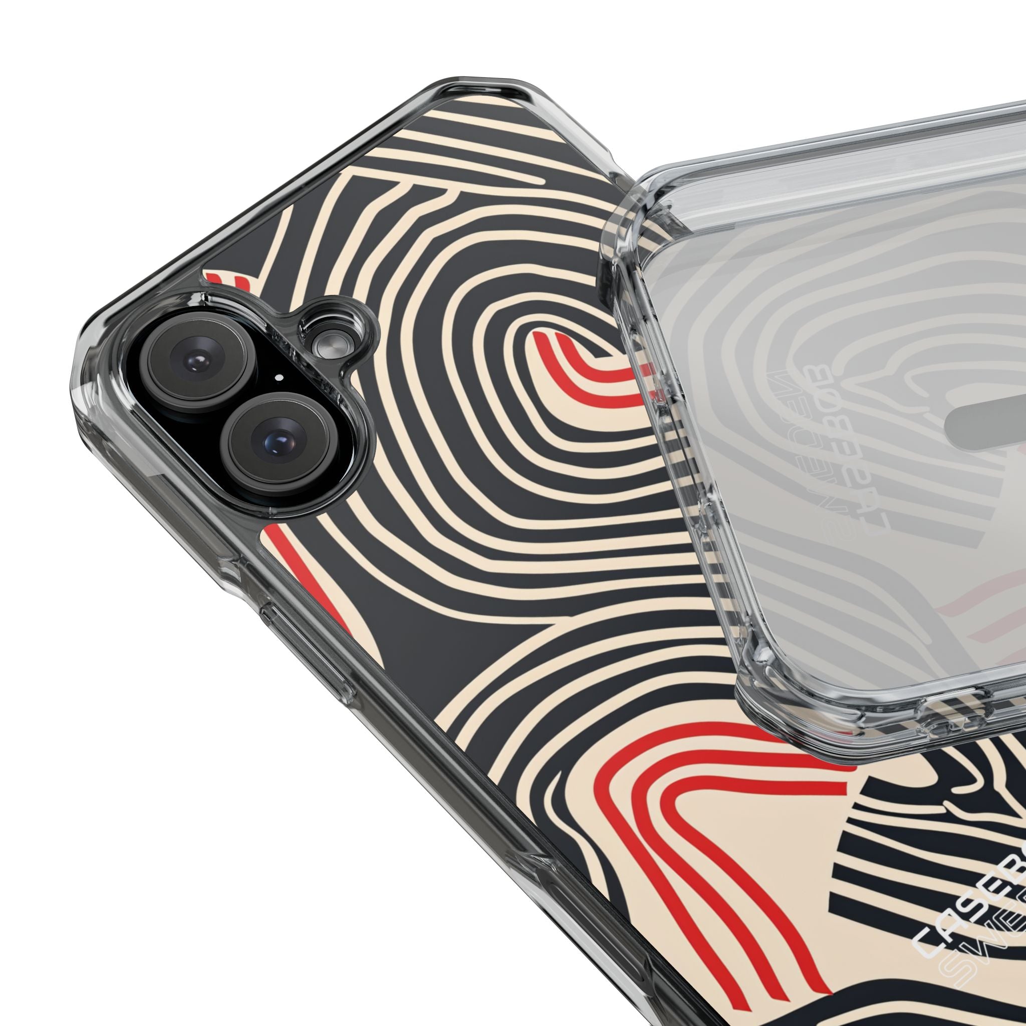 Wavy Red Flow iPhone 16 - Impact Clear+