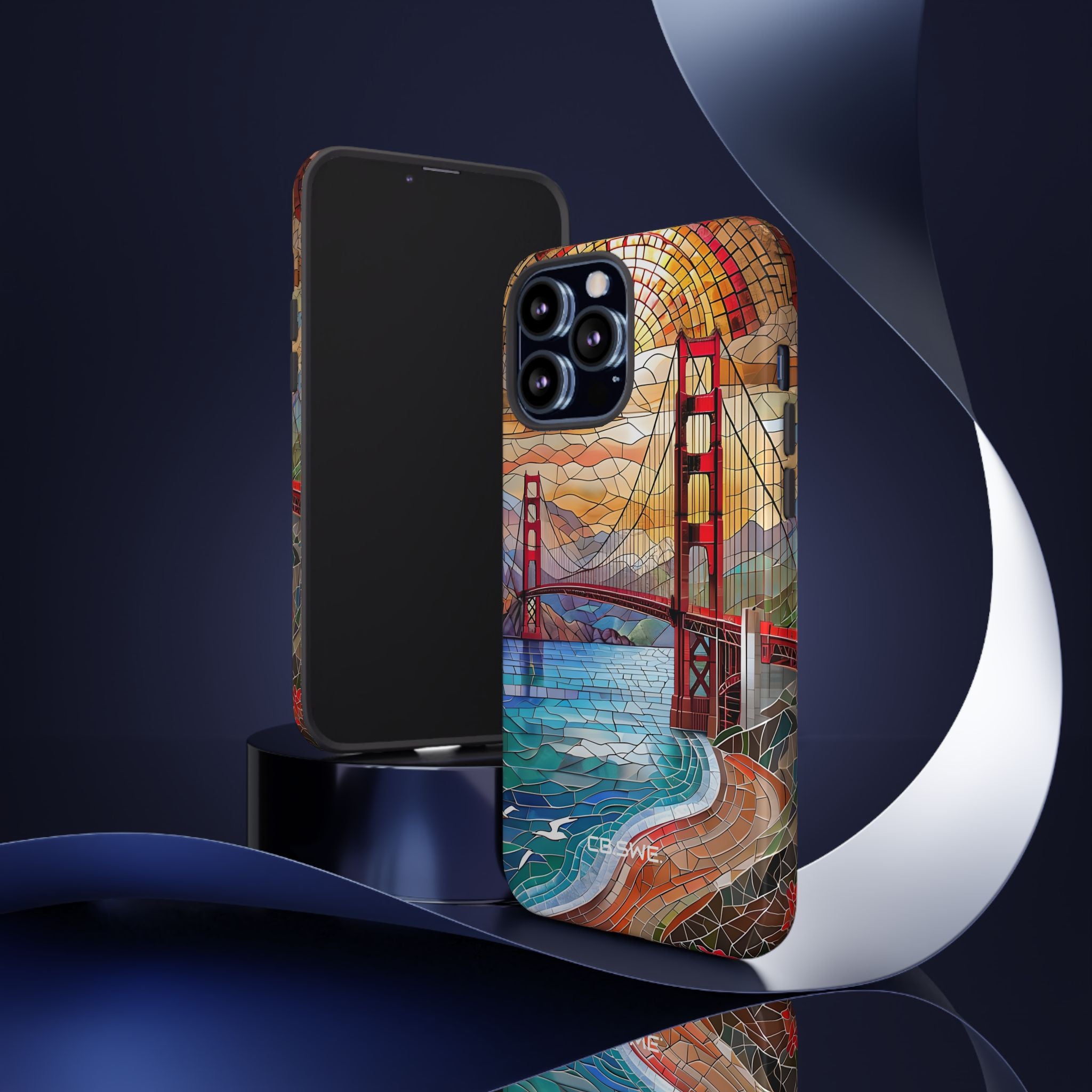 Vibrant Mosaic Golden Gate Bridge Artwork iPhone 13 - Tough