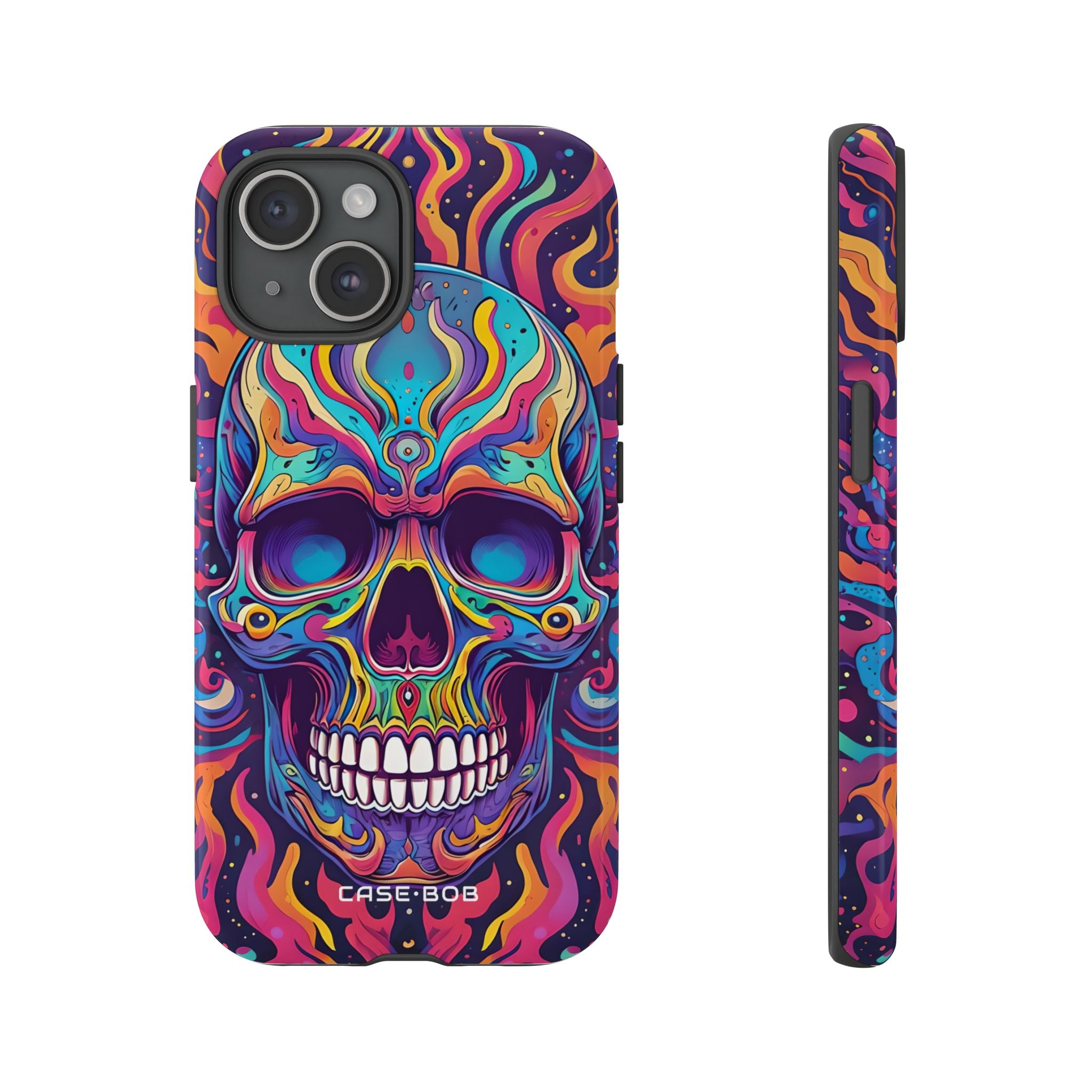 Flaming Skull iPhone 15 Case - Tough