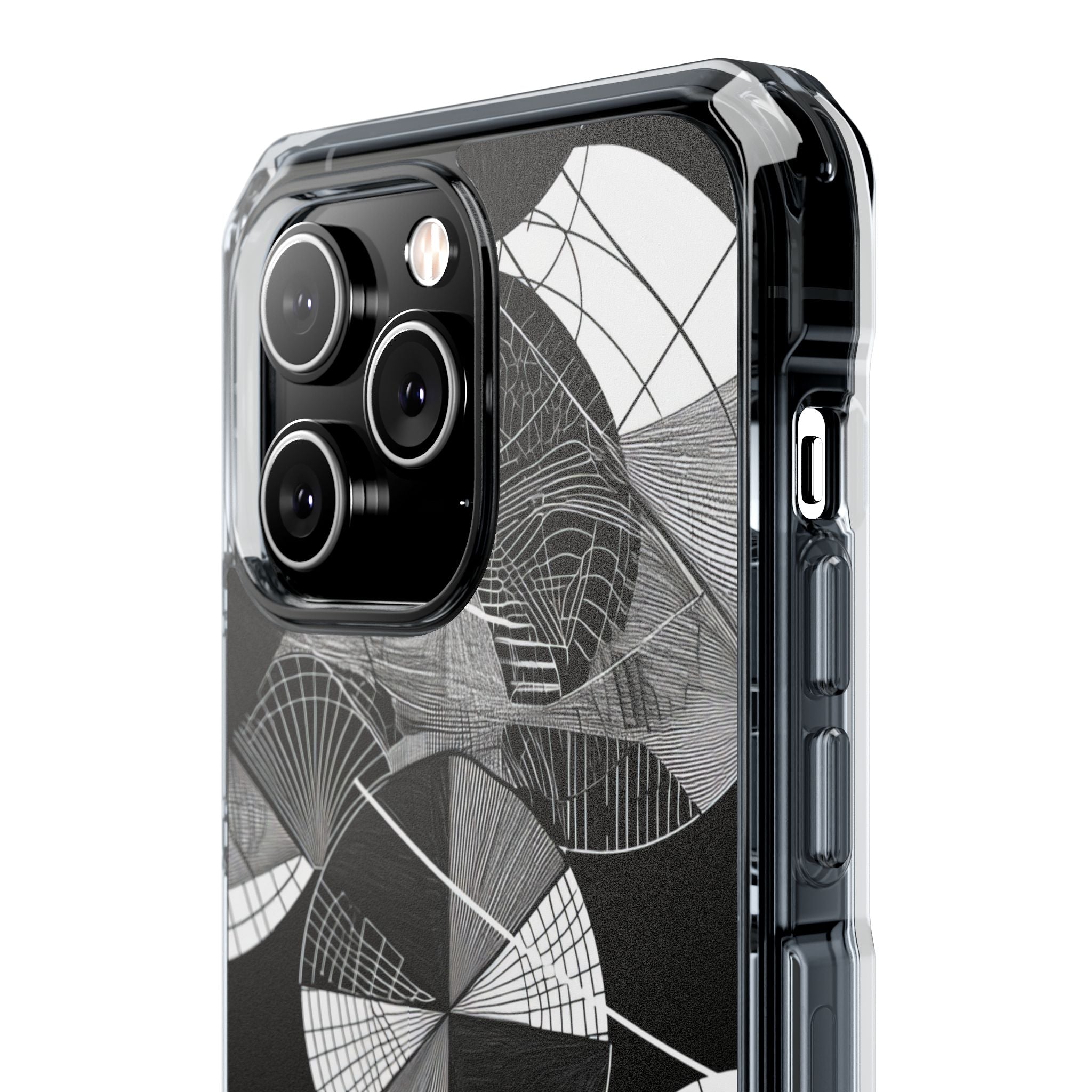 Monochrome Circle Maze iPhone 14 - Impact Clear+