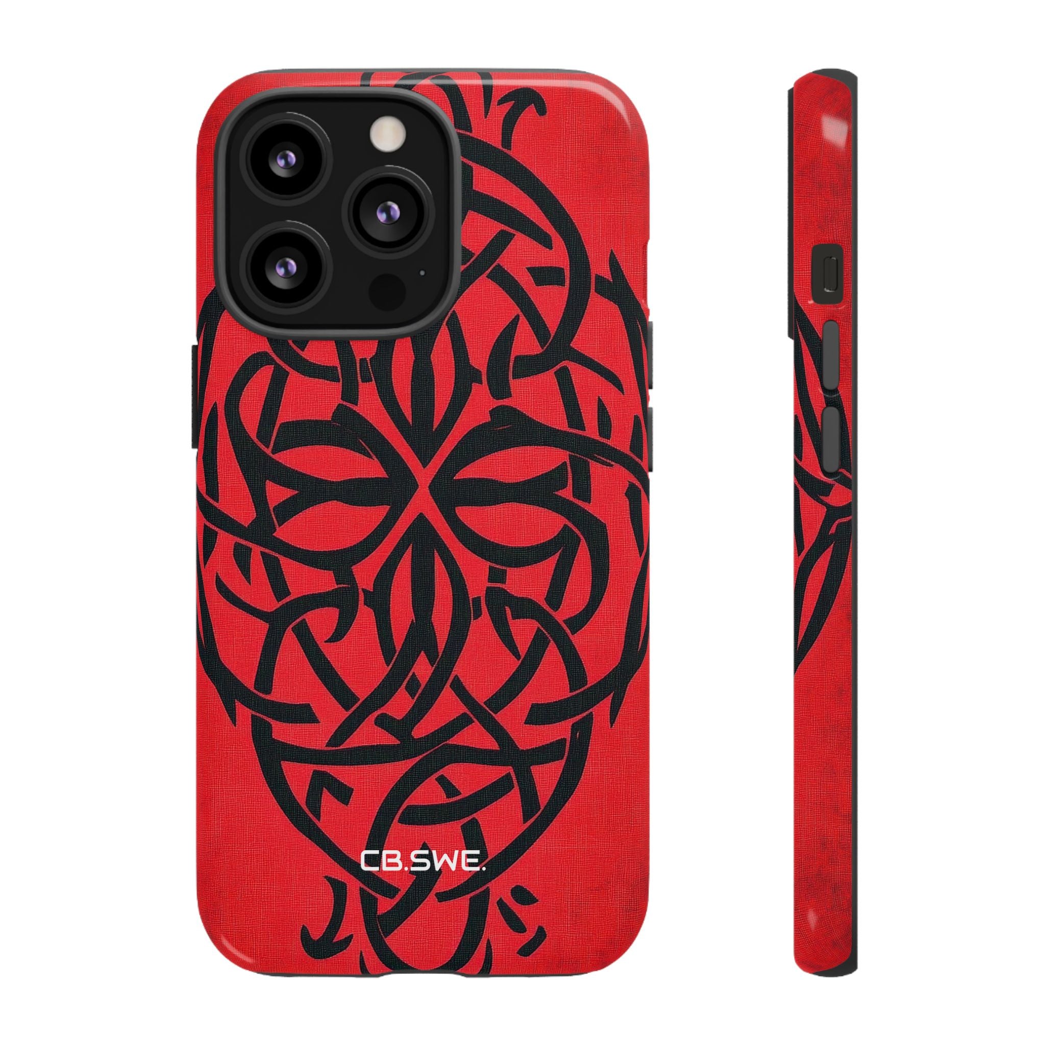 Beautiful Red Symmetric Celtic Symbols Gothic Standard iPhone 13 - Tough