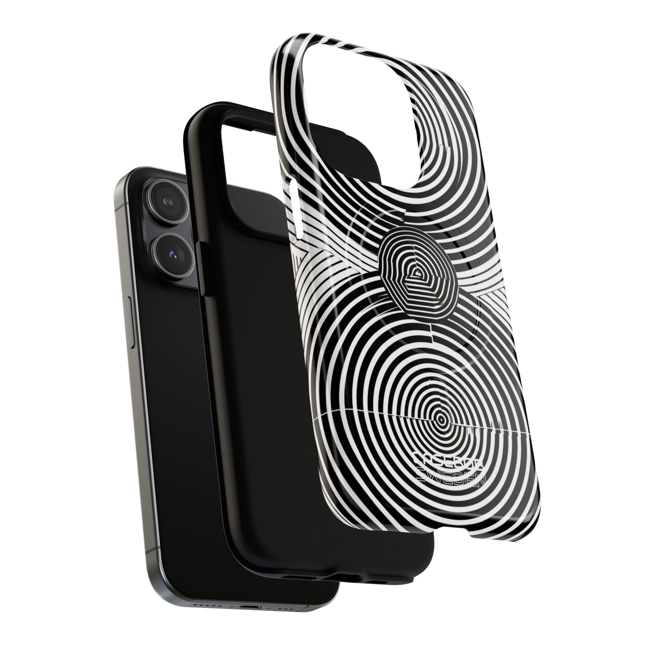 Monochrome Spiral Motion iPhone 15 - Tough+