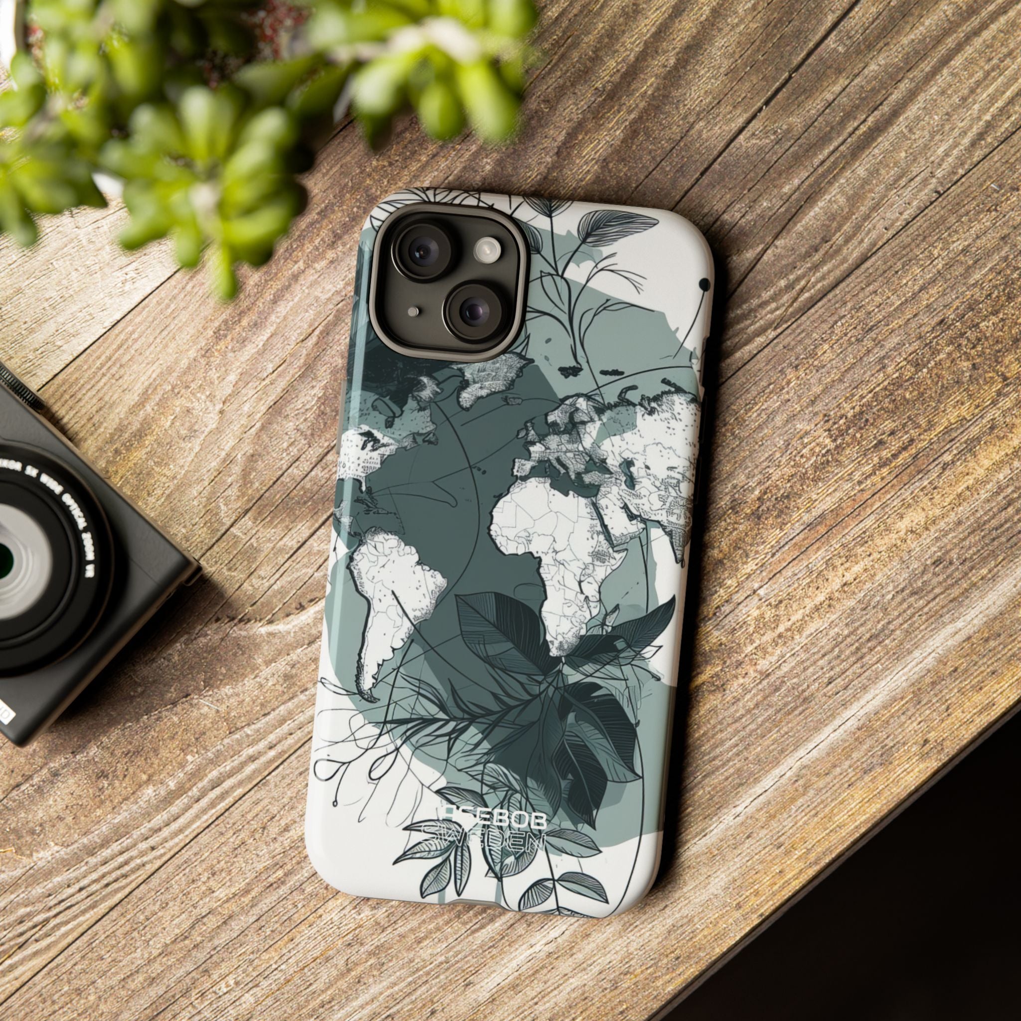 Botanische Weltkarte iPhone 15 – Robust