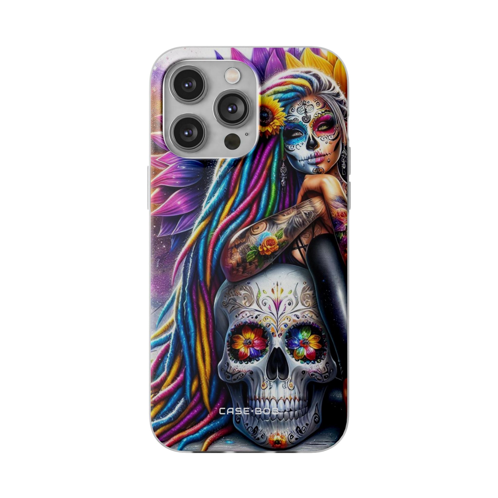 Sunflower Skull Glow iPhone 14 Pro Max Case - Soft