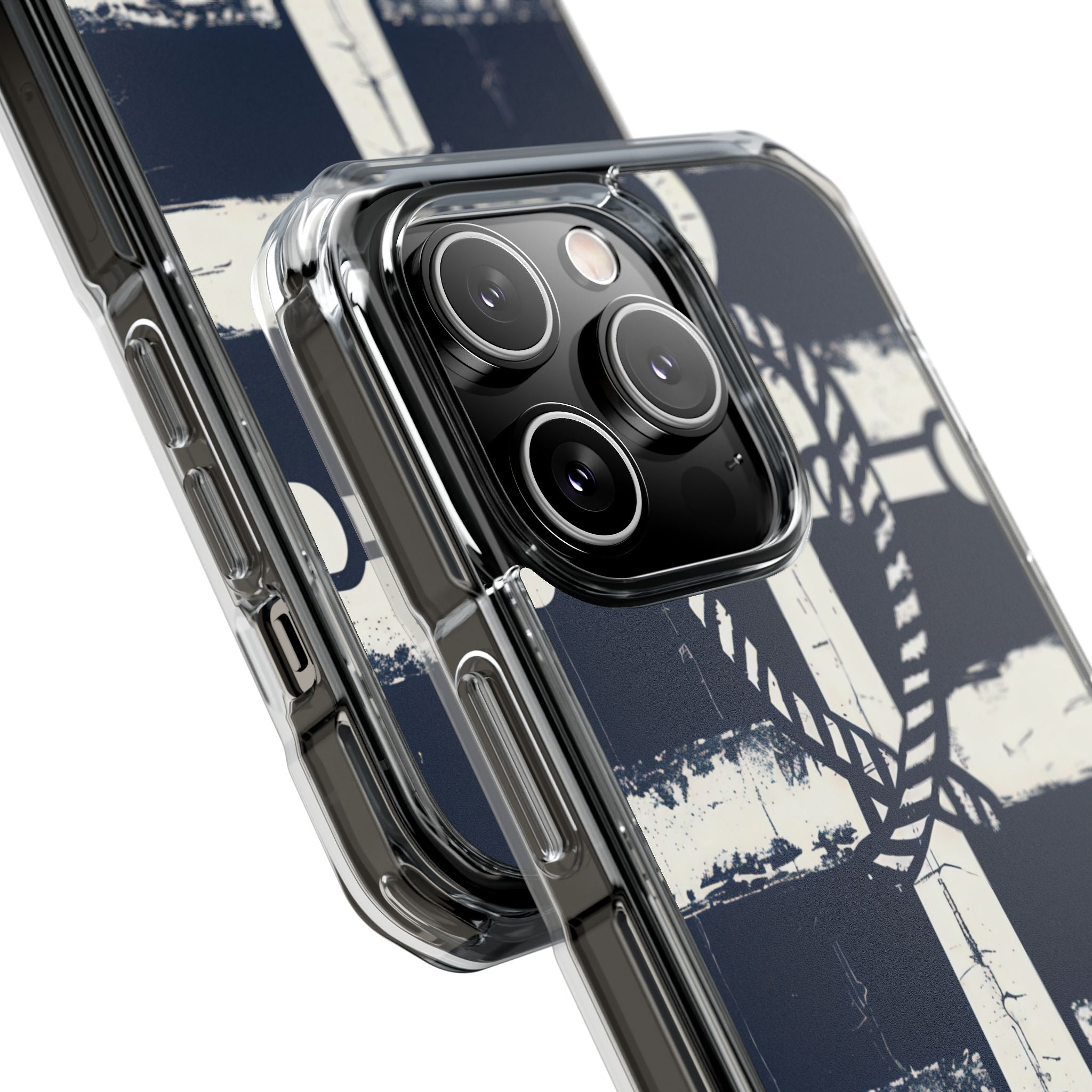 Navy Anchor Stripes iPhone 14 - Impact Clear+