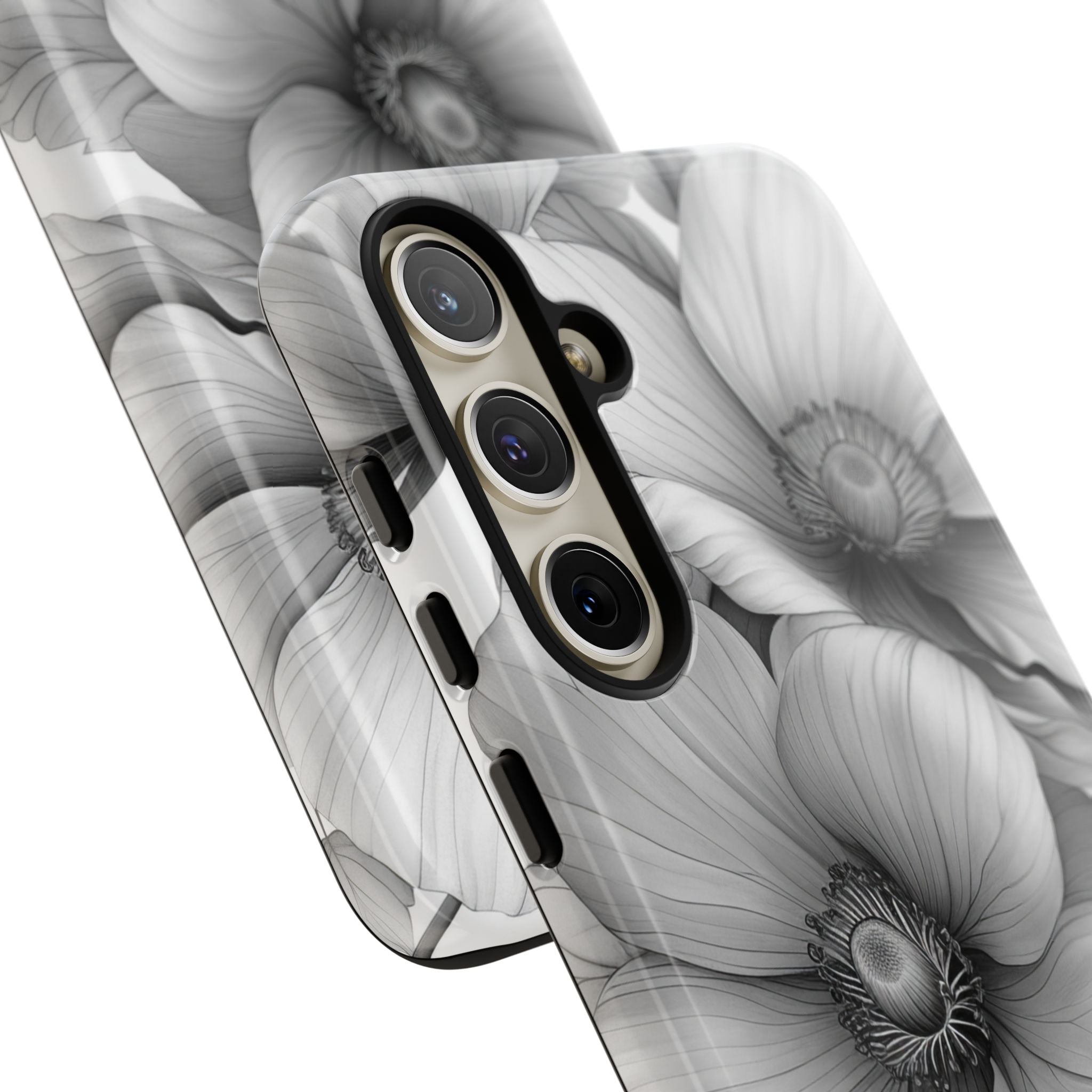 Grayscale Floral Harmony Samsung S24 - Tough