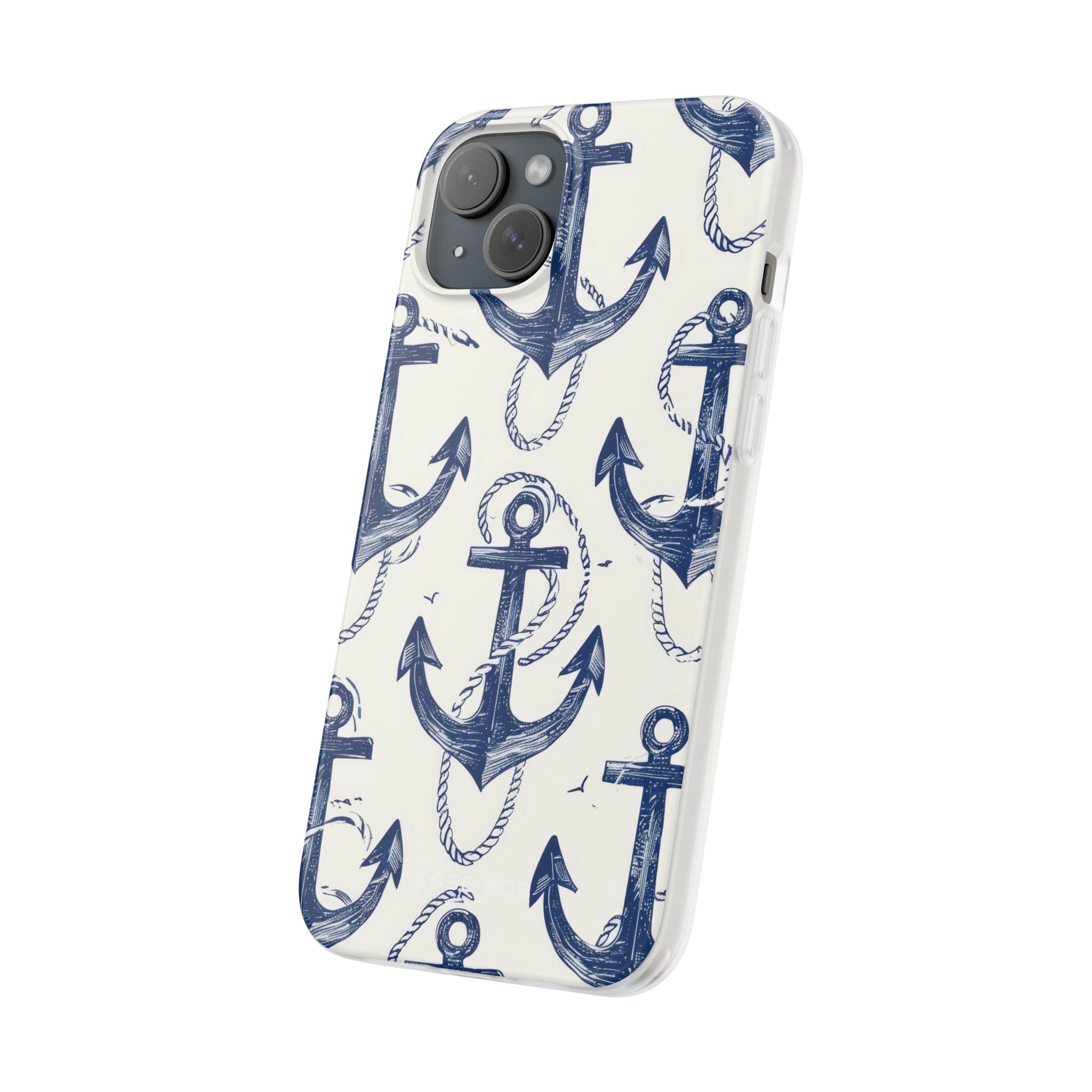 Navy Anchor Loop iPhone 15 Plus Case - Soft
