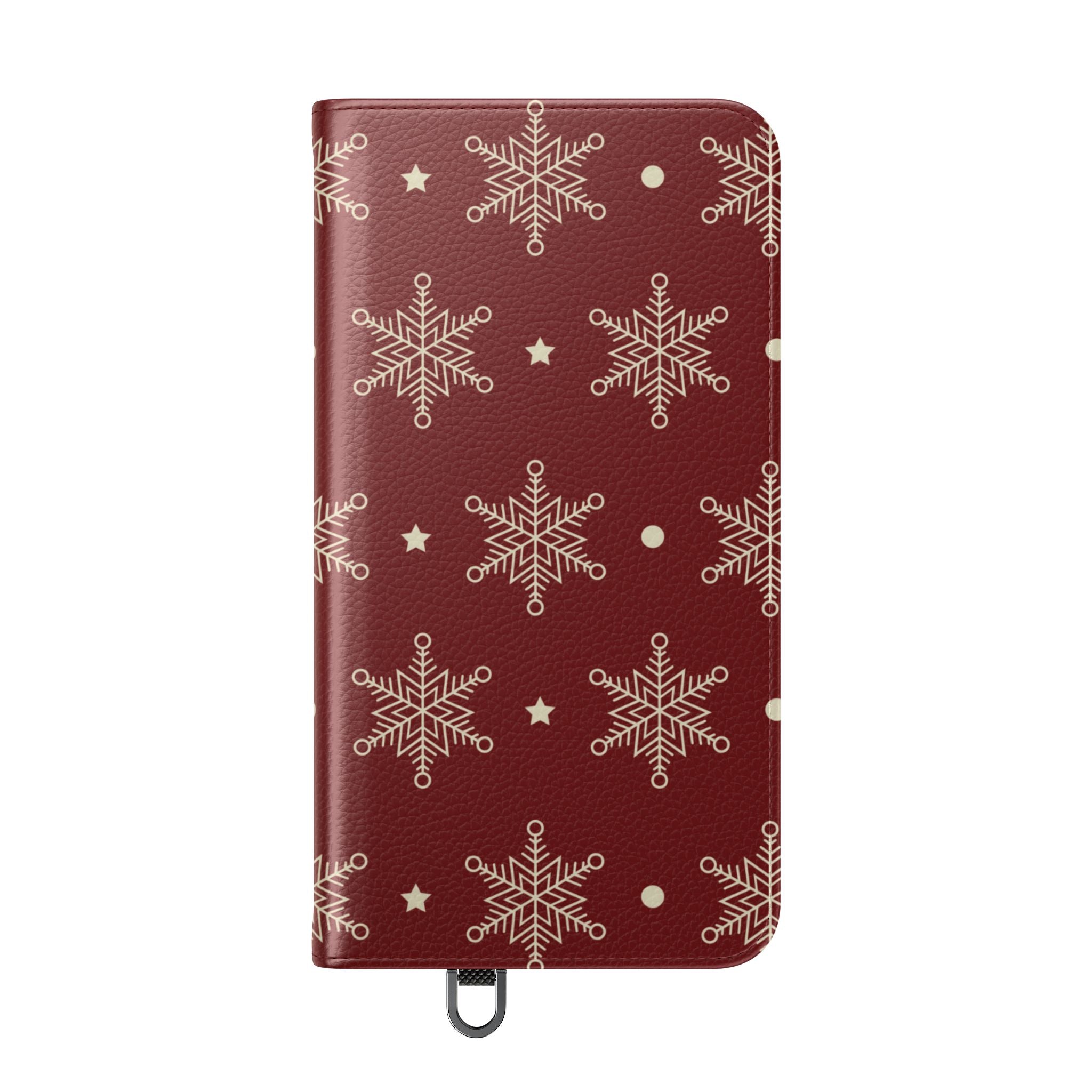 Cream Snowflakes Crimson - Samsung S24 Plus Case - Wallet