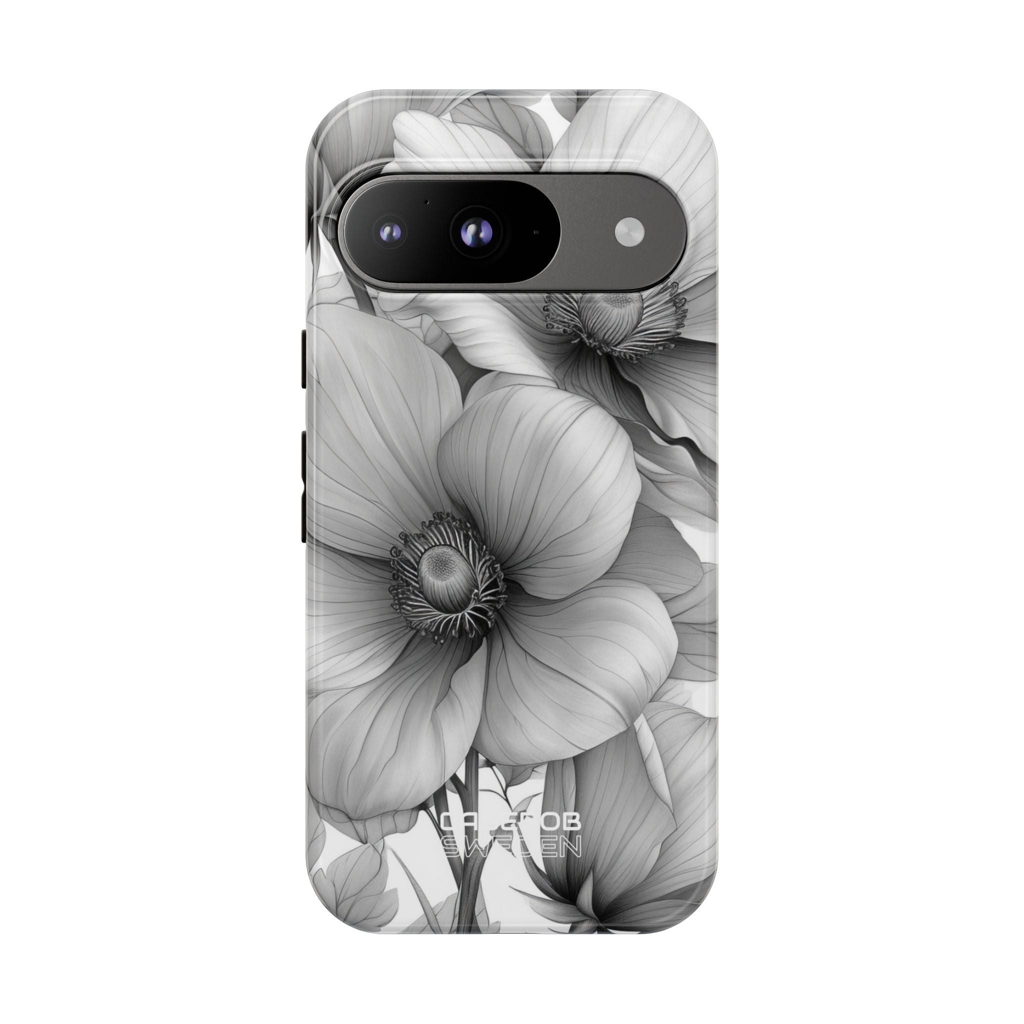 Grayscale Floral Harmony Google Pixel 9 - Tough