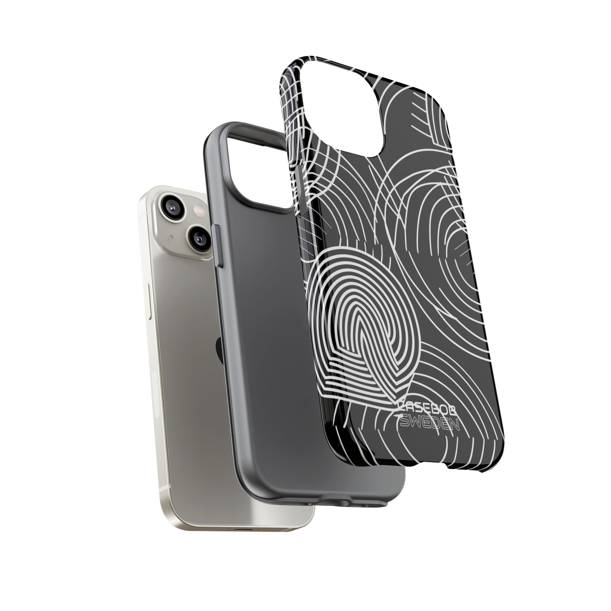 Monochrome Spiral Curves iPhone 14 - Tough