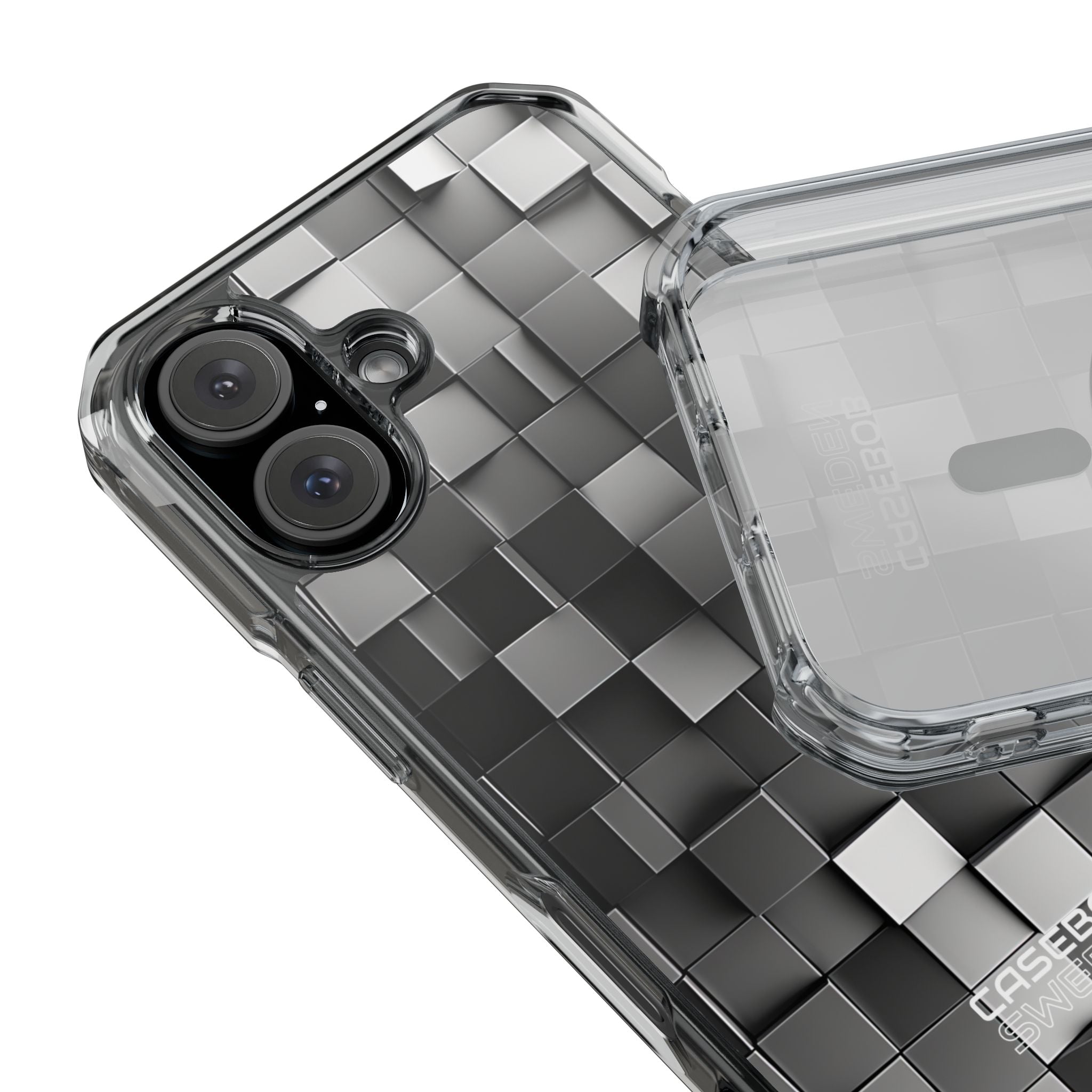 Monochrome Cube Depth iPhone 16 - Impact Clear+