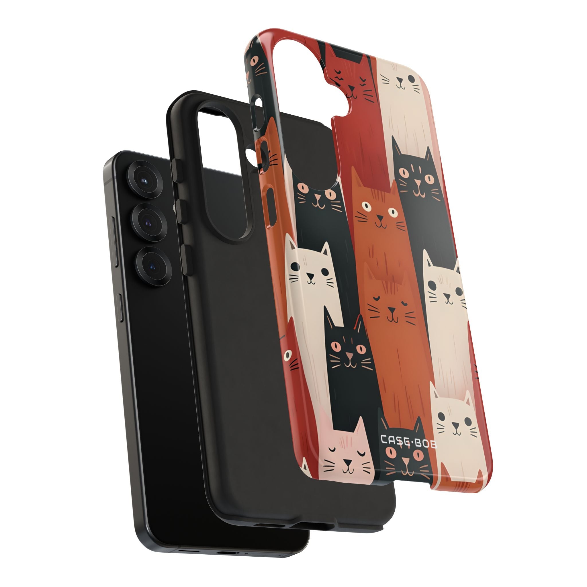 Elongated Cats Black Samsung S25 Case - Tough