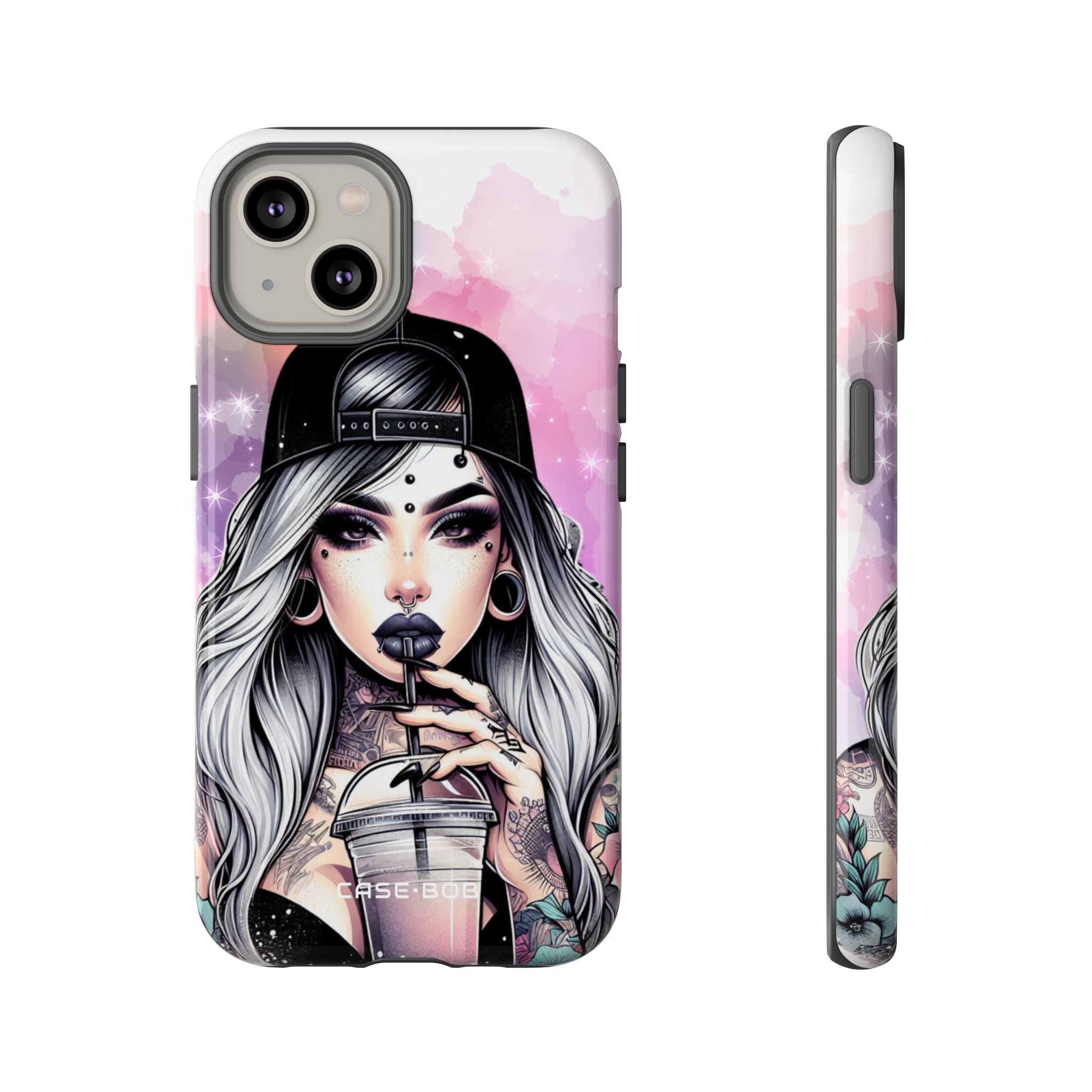 Silver Sip Nebula iPhone 14 Case - Tough