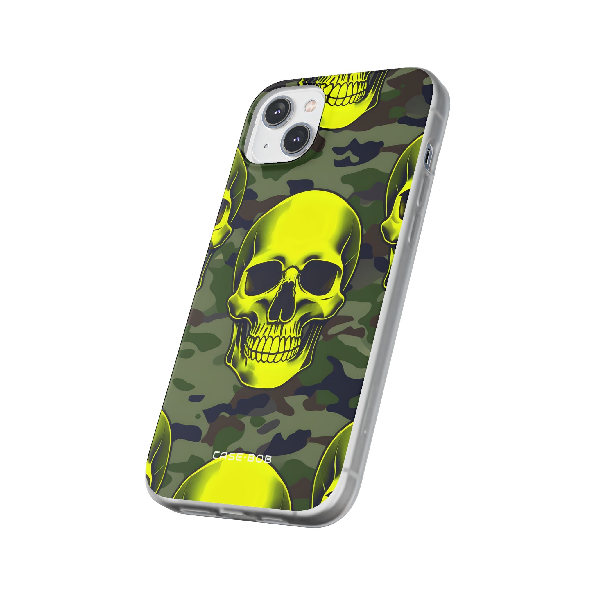 Neon Skull Camo iPhone 14 Plus Case - Soft