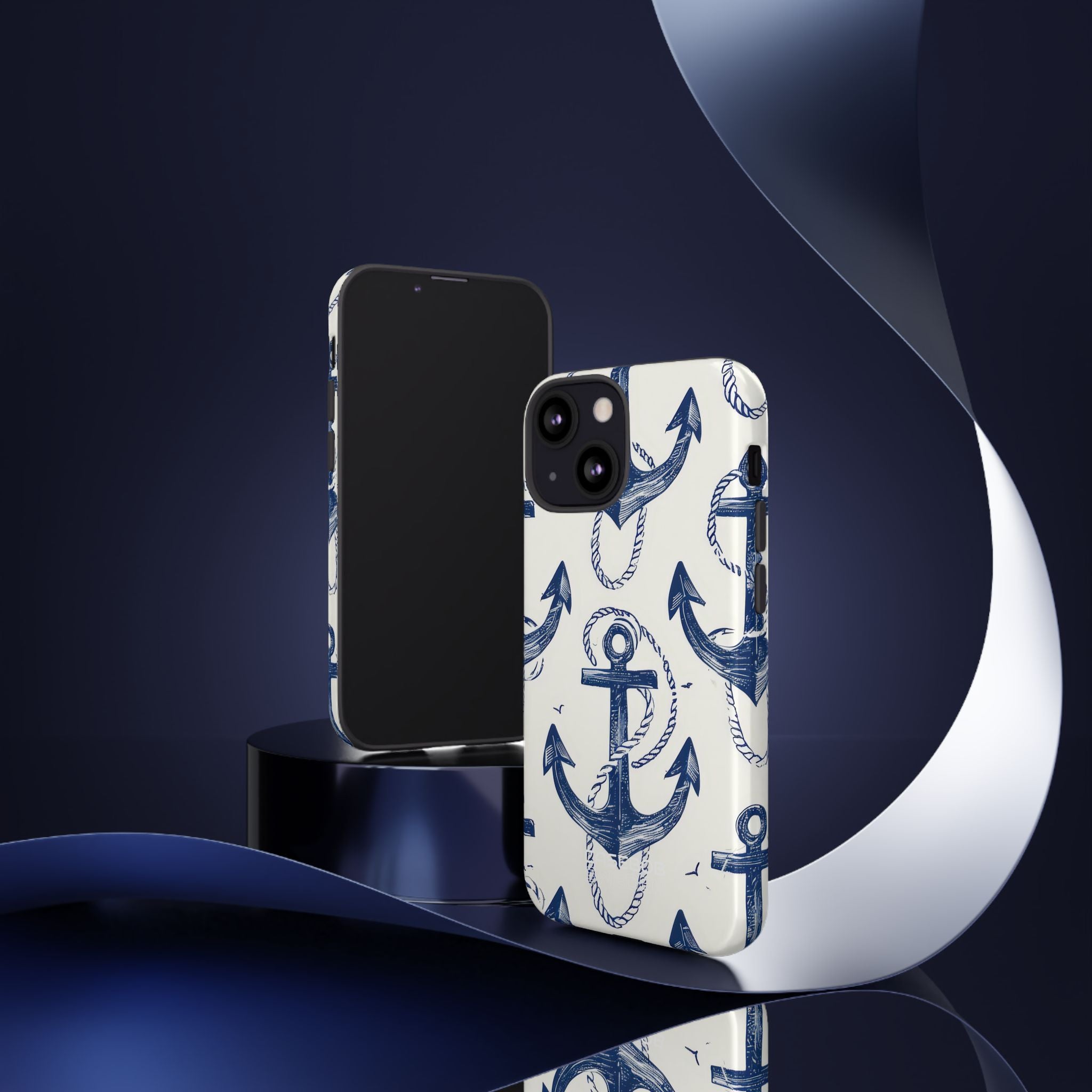 Navy Anchor Tapestry iPhone 13 - Tough