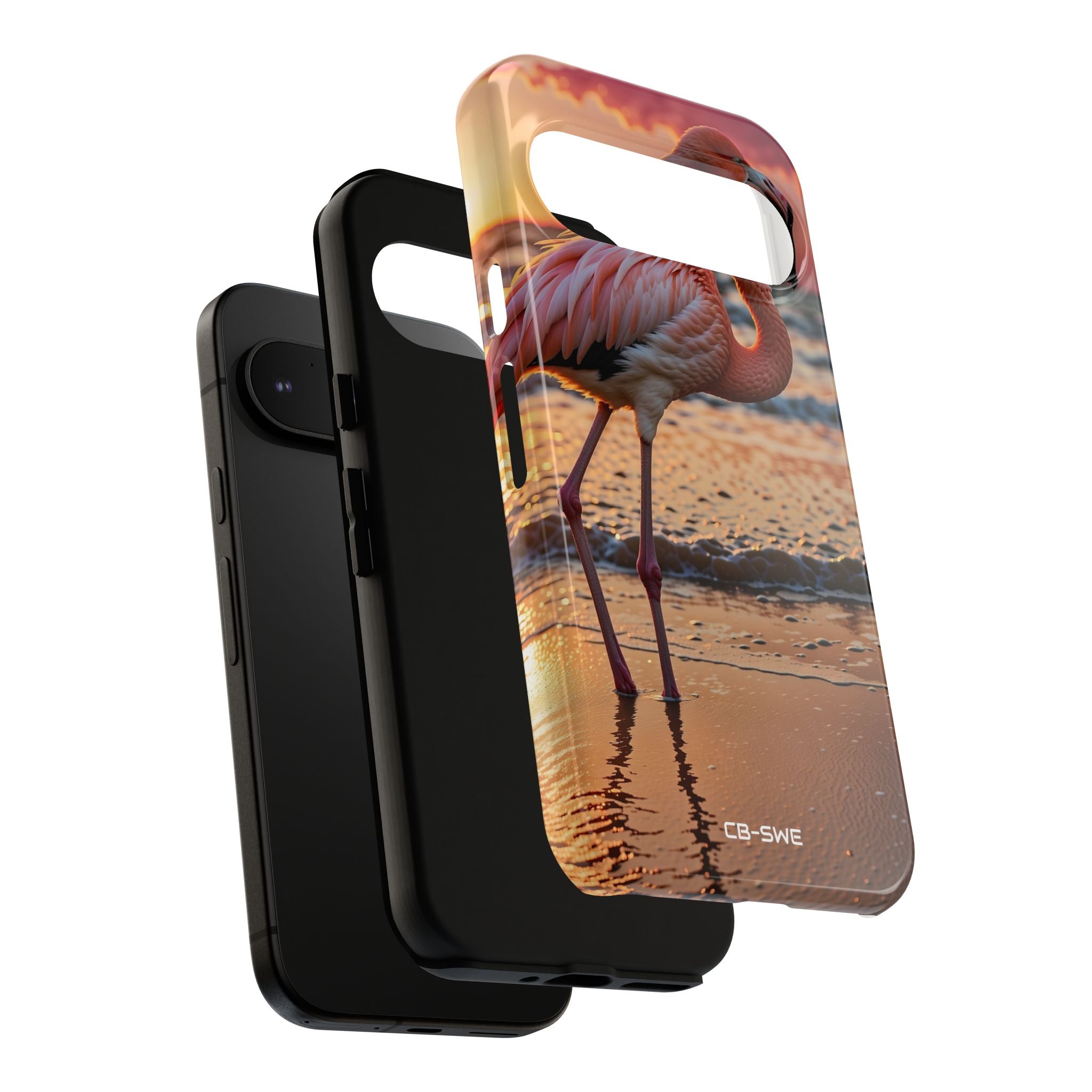 Sunset Flamingo Stand - Google Pixel Case