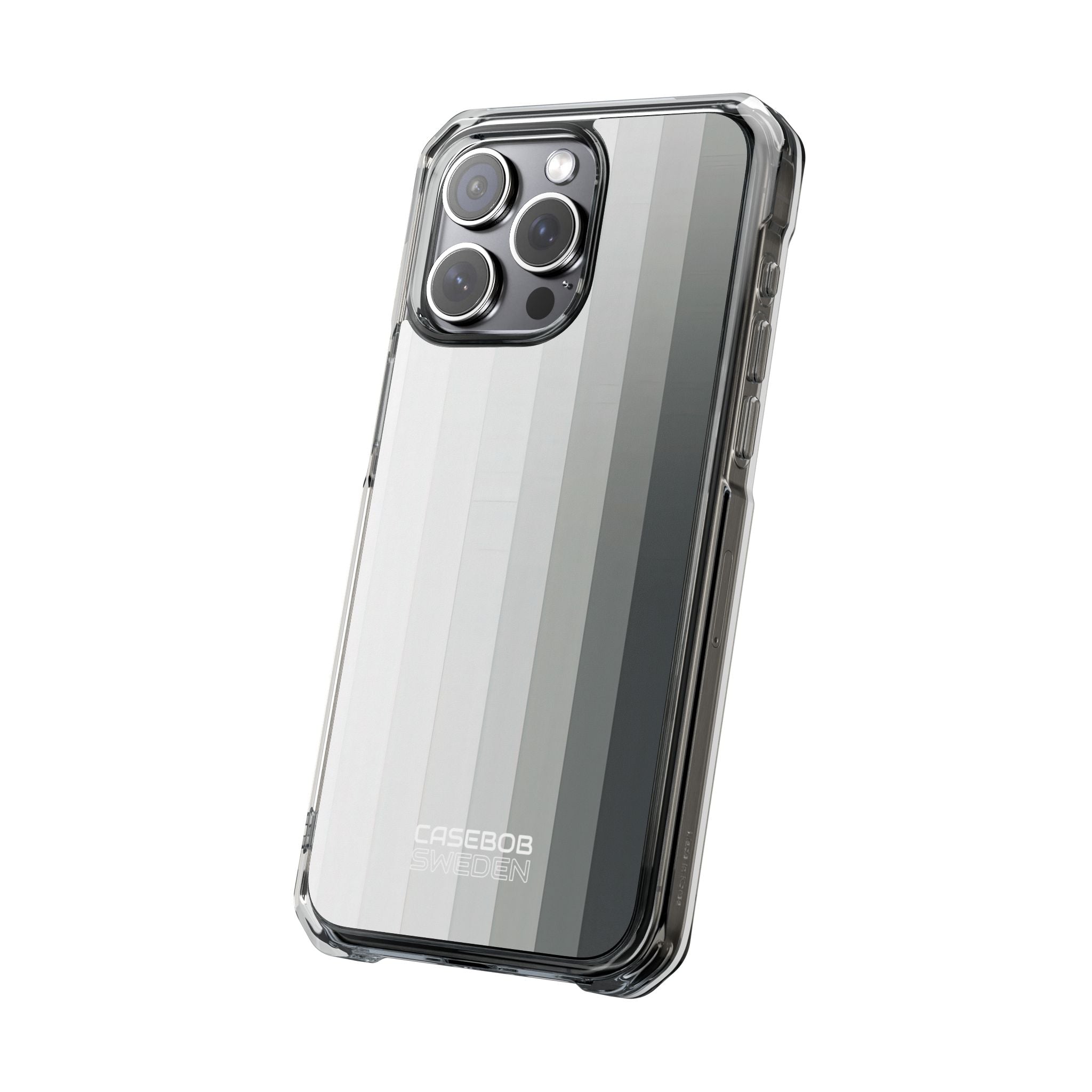 Silver Gradient Stripes iPhone 15 - Impact Clear+