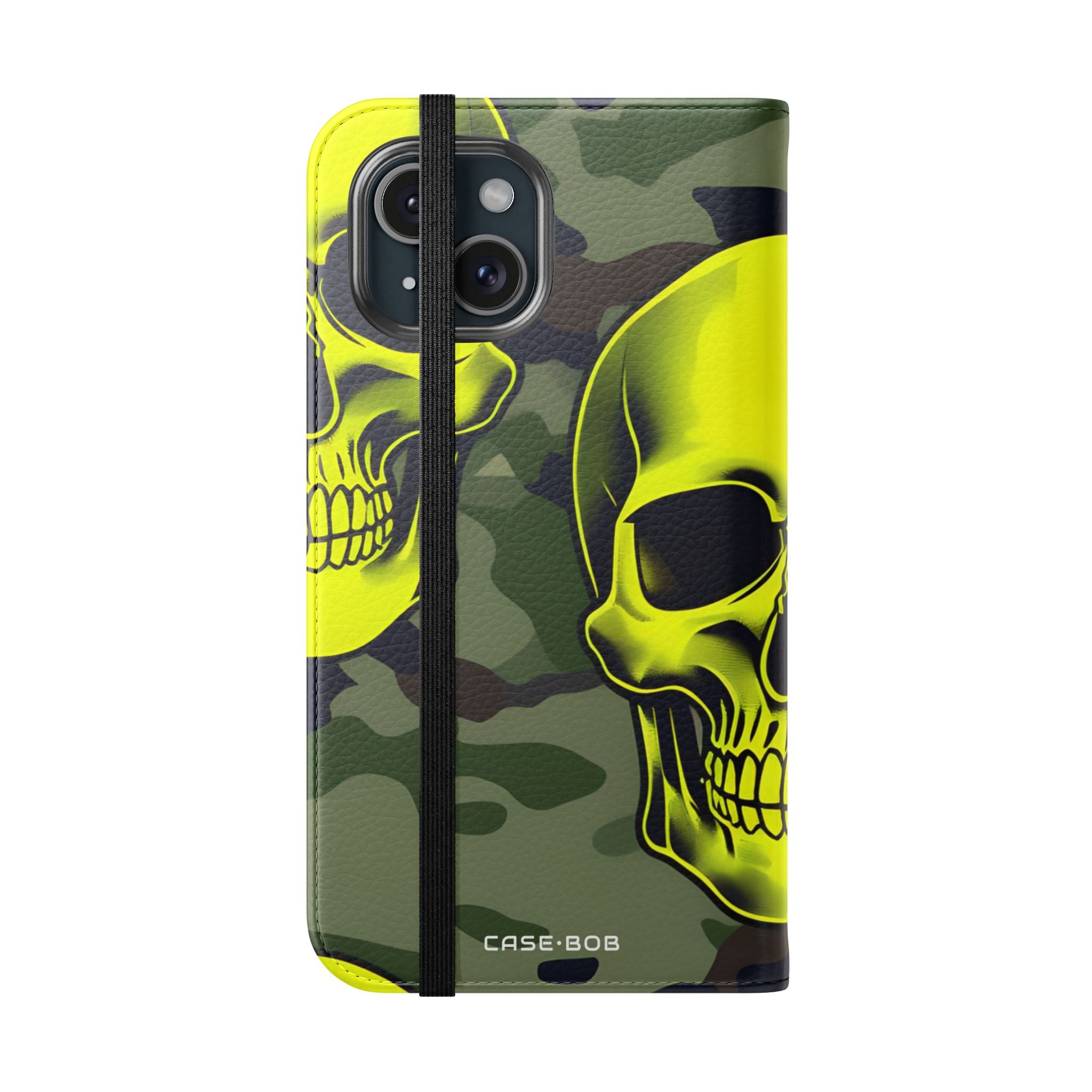 Neon Skull Camo - iPhone 15 Case - Wallet