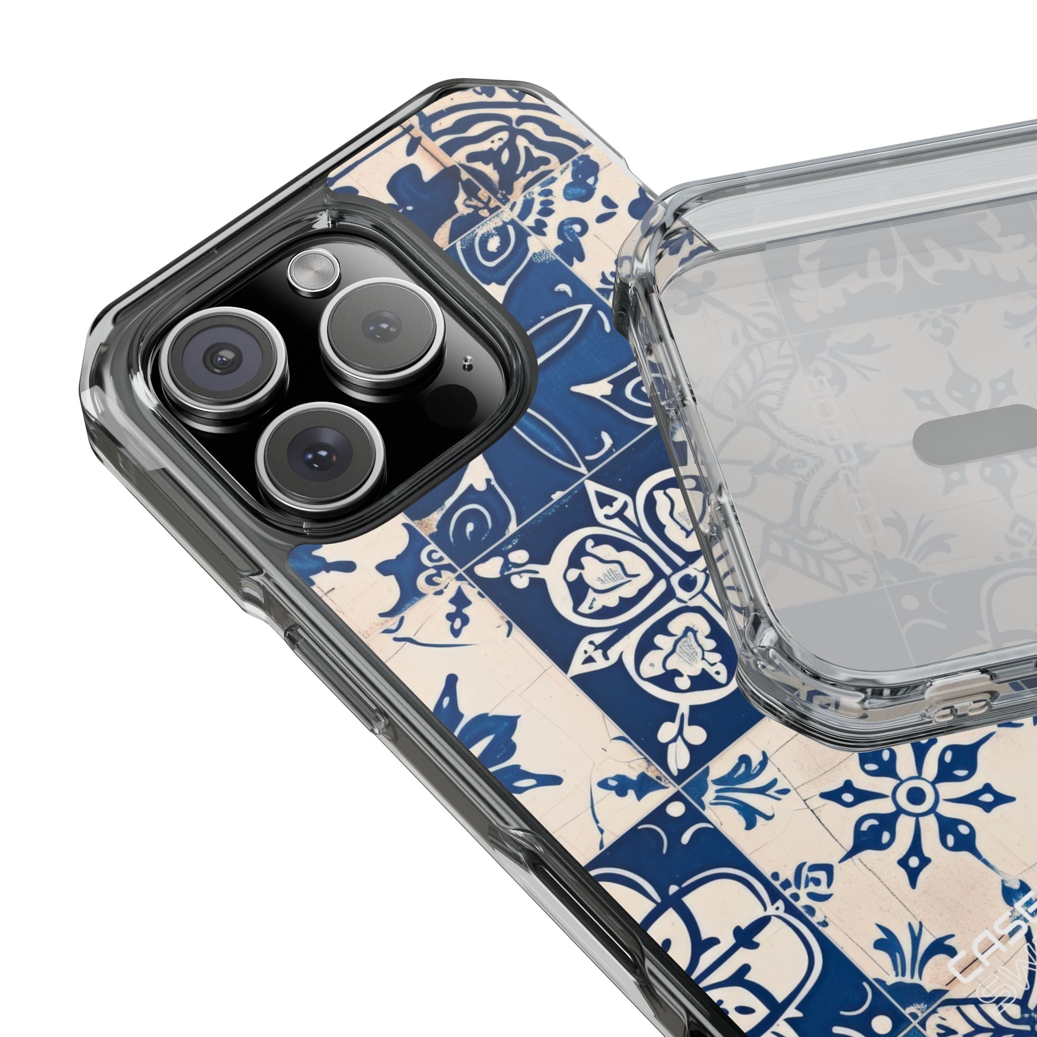 Ornate Blue Tiles iPhone 16 - Impact Clear+