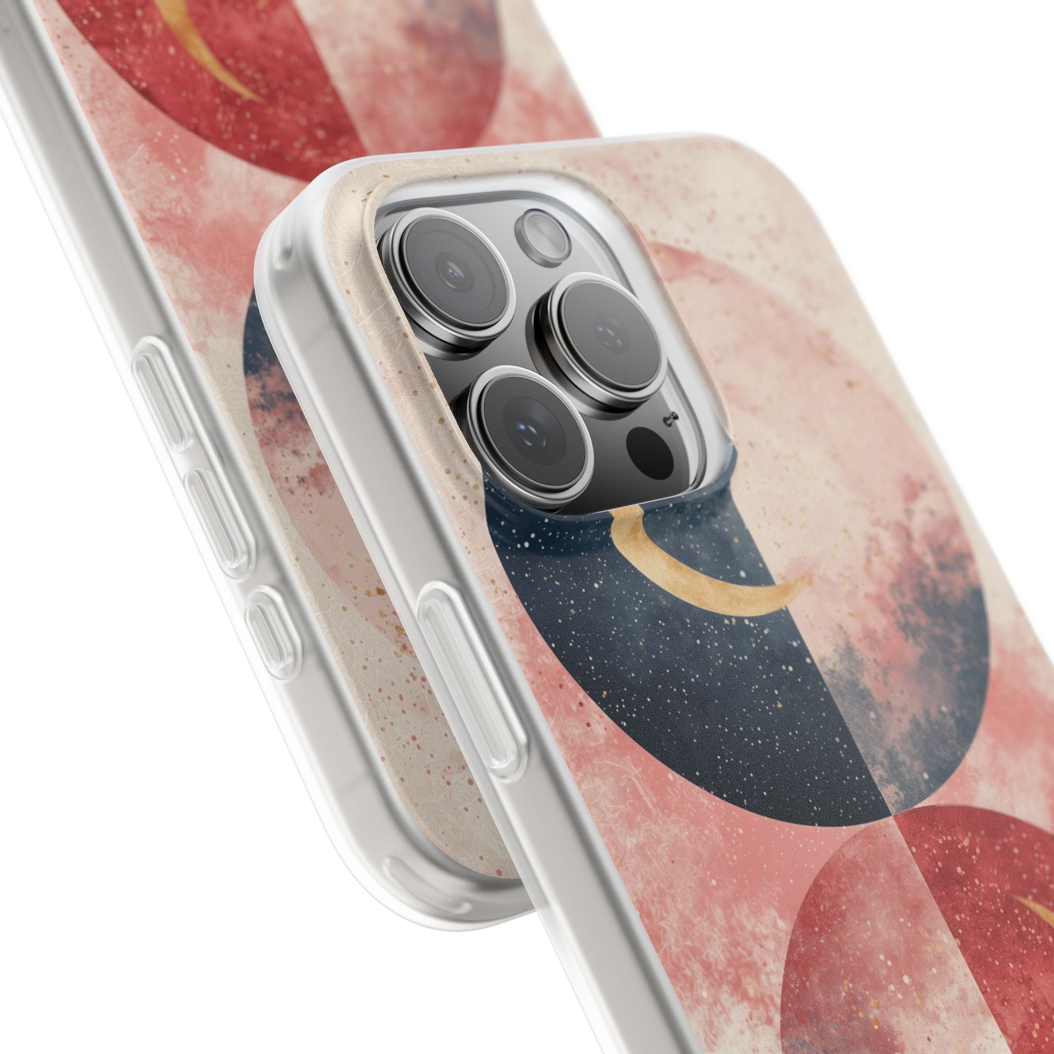 Golden Crescent Circles iPhone 16 Pro Max Case - Soft