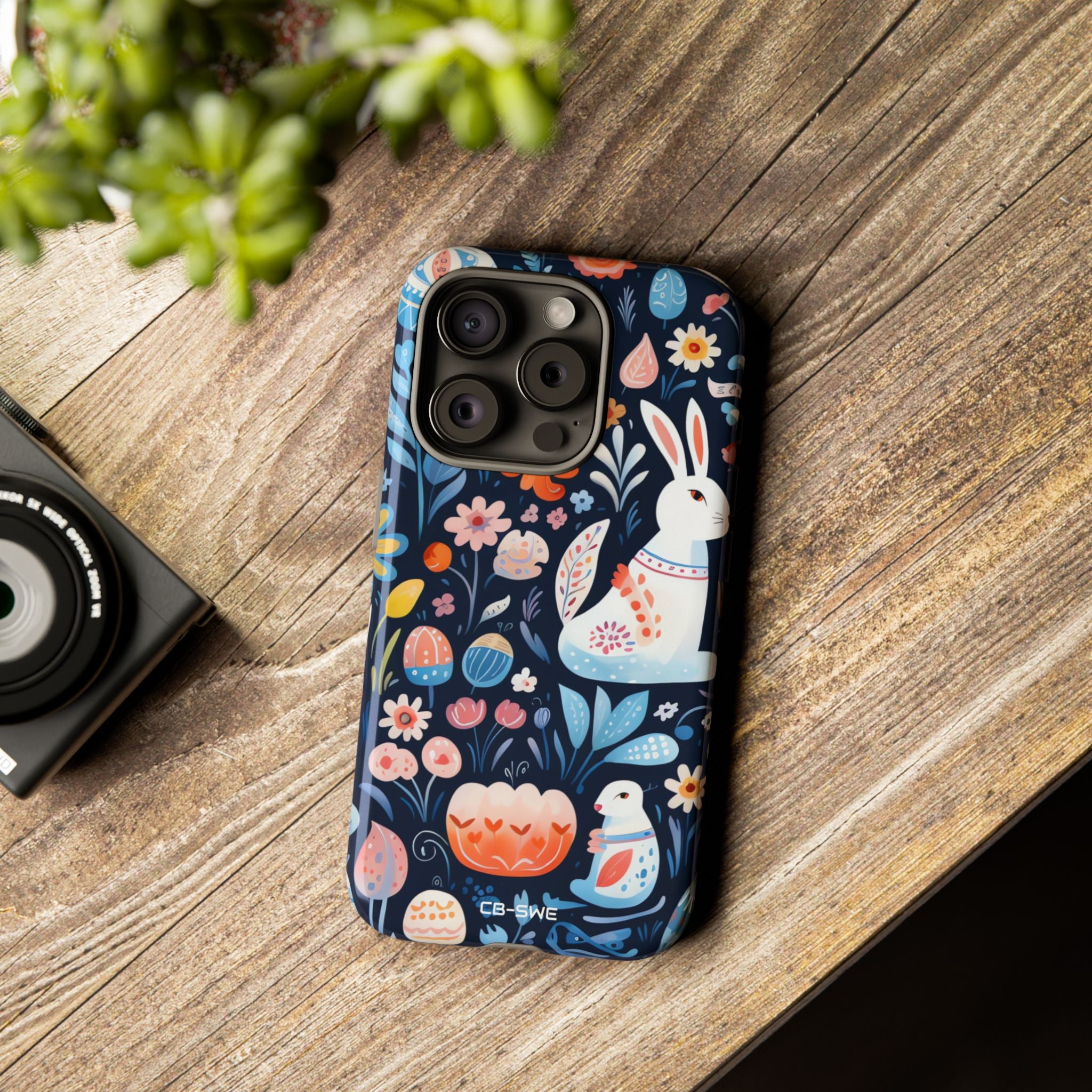 Bunnies Play Among Flowers - iPhone Case