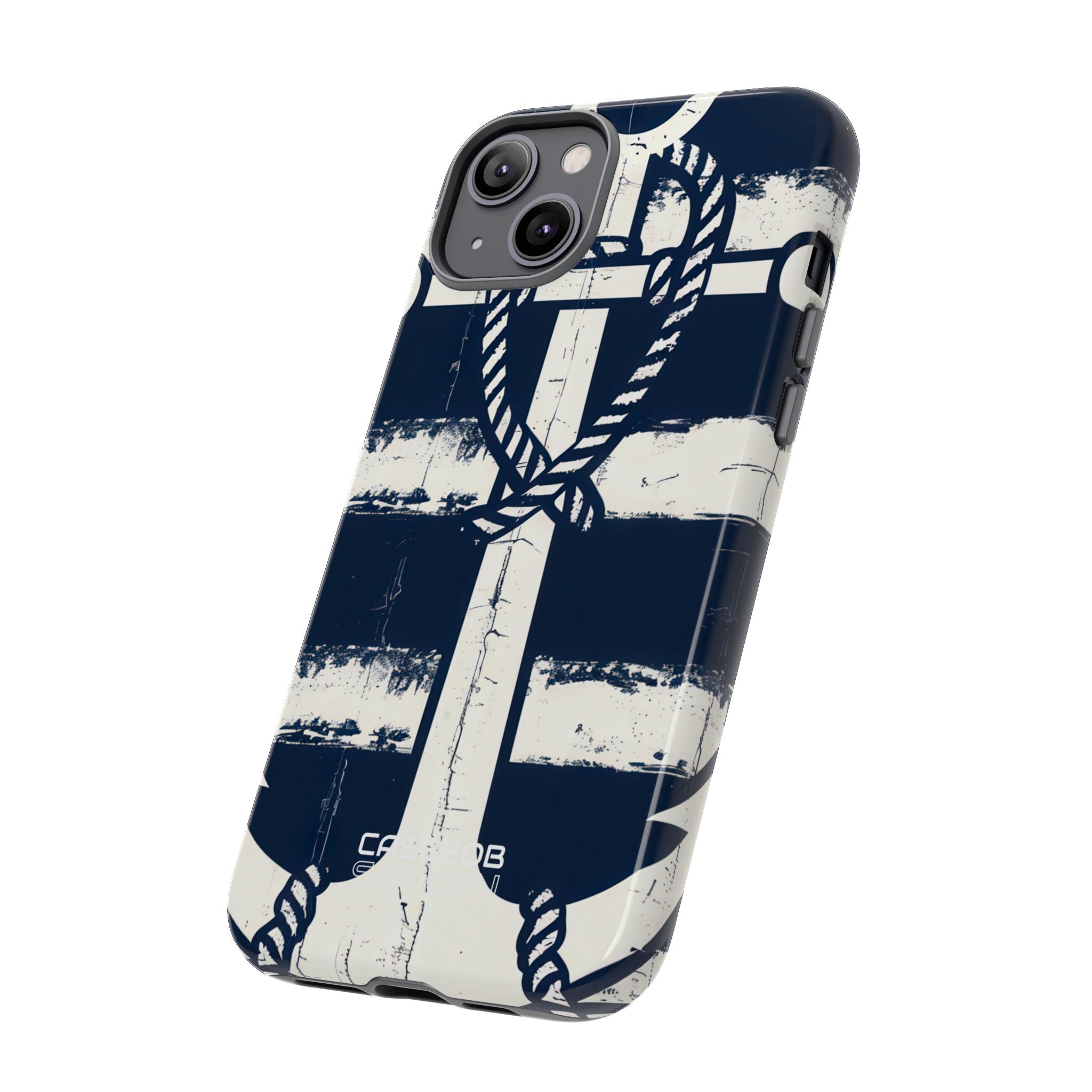 Strisce con ancora blu navy iPhone 14 - Tough