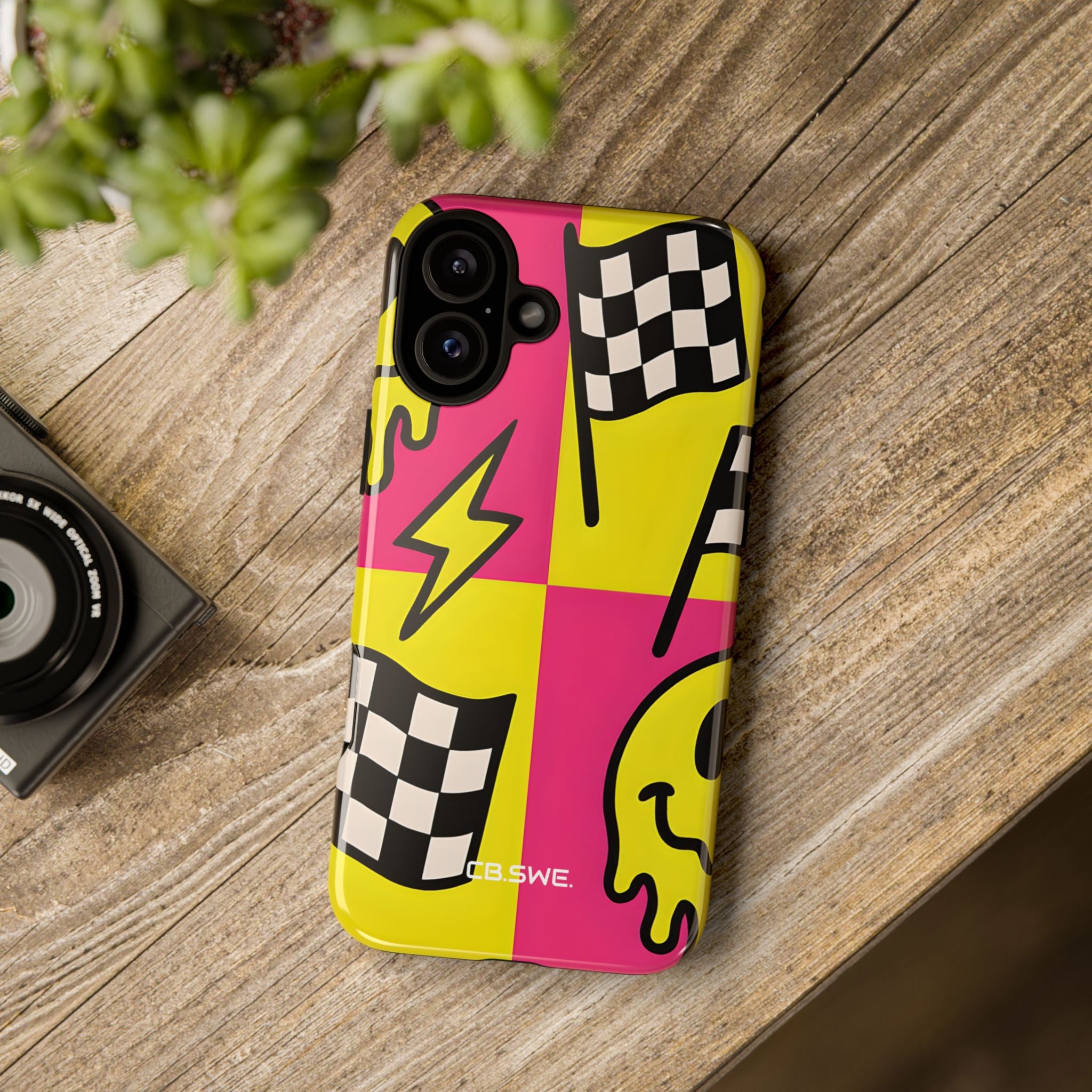 Vibrant Pop Art Smiling Faces and Lightning iPhone 16 - Tough