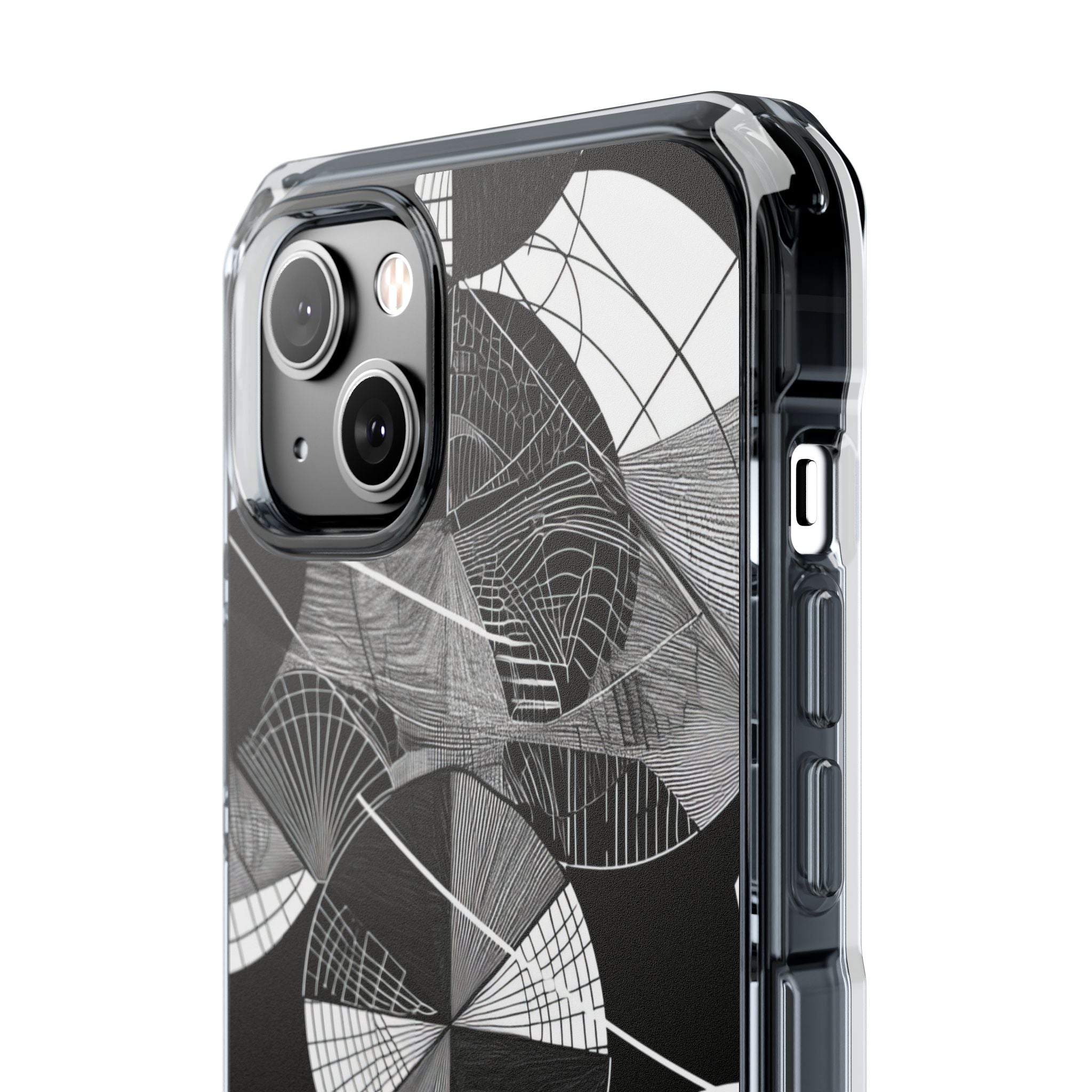 Monochrome Circle Maze iPhone 14 - Impact Clear+