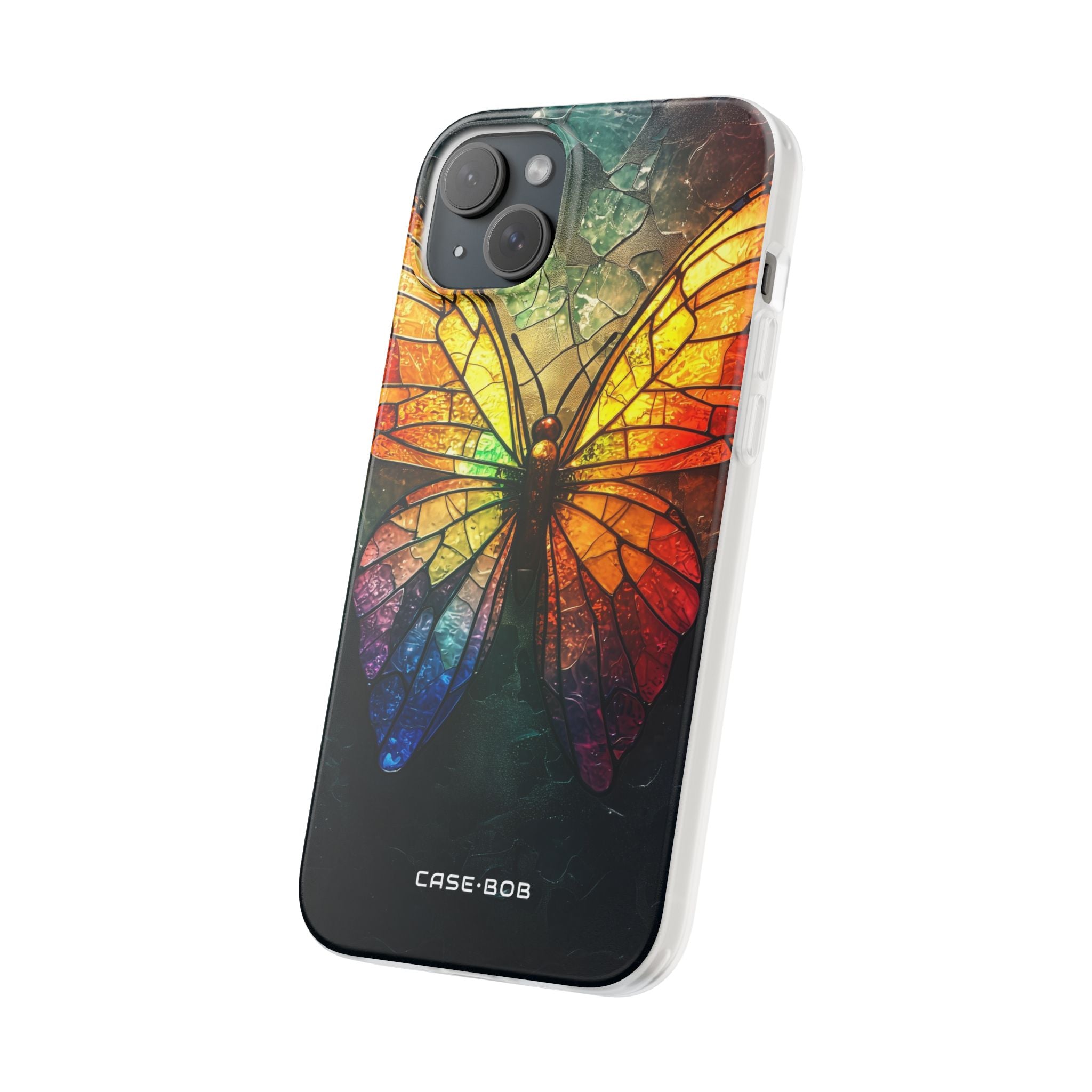 Stained Glass Butterfly iPhone 15 Plus Case - Soft
