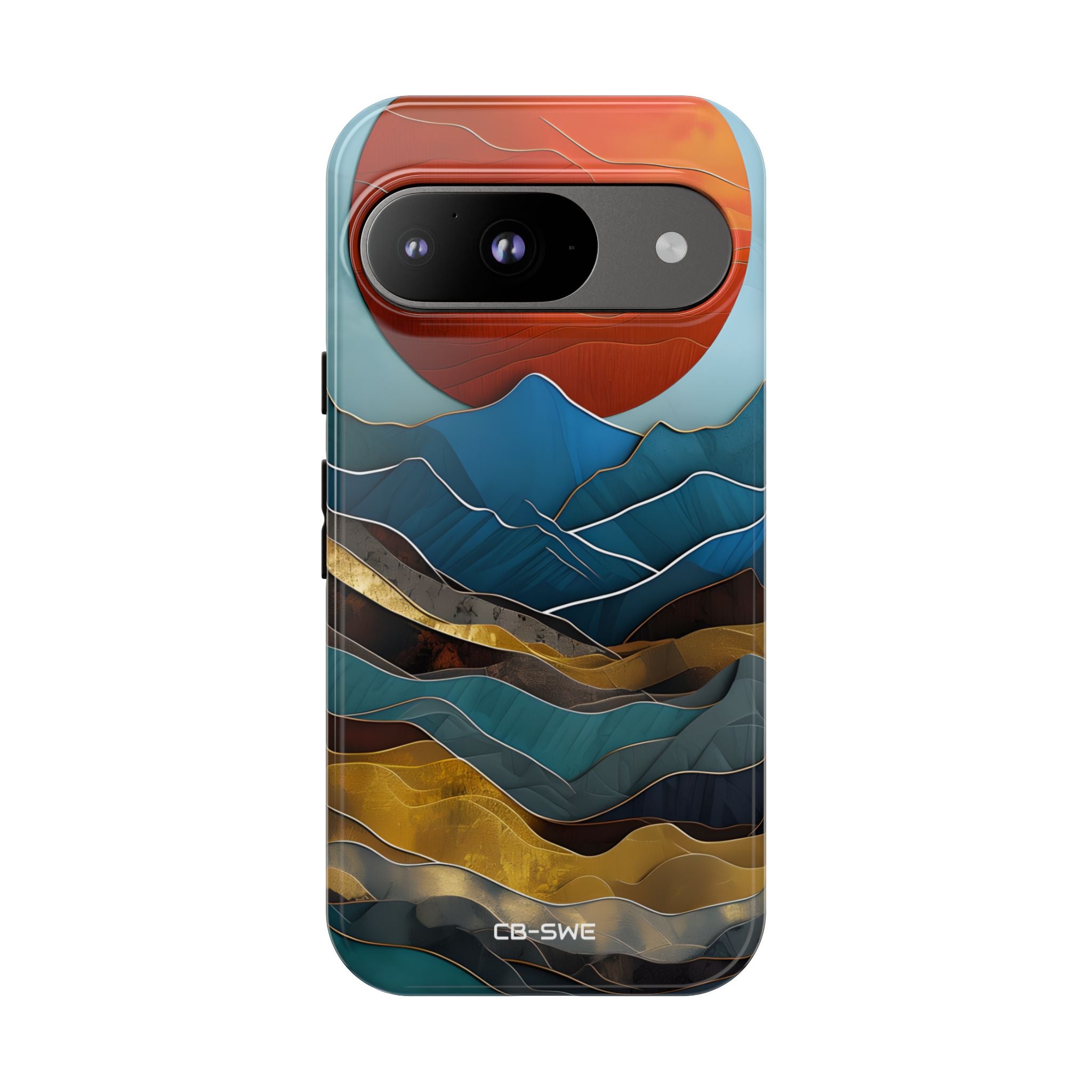 Sunset Geometry Waves - Google Pixel Case