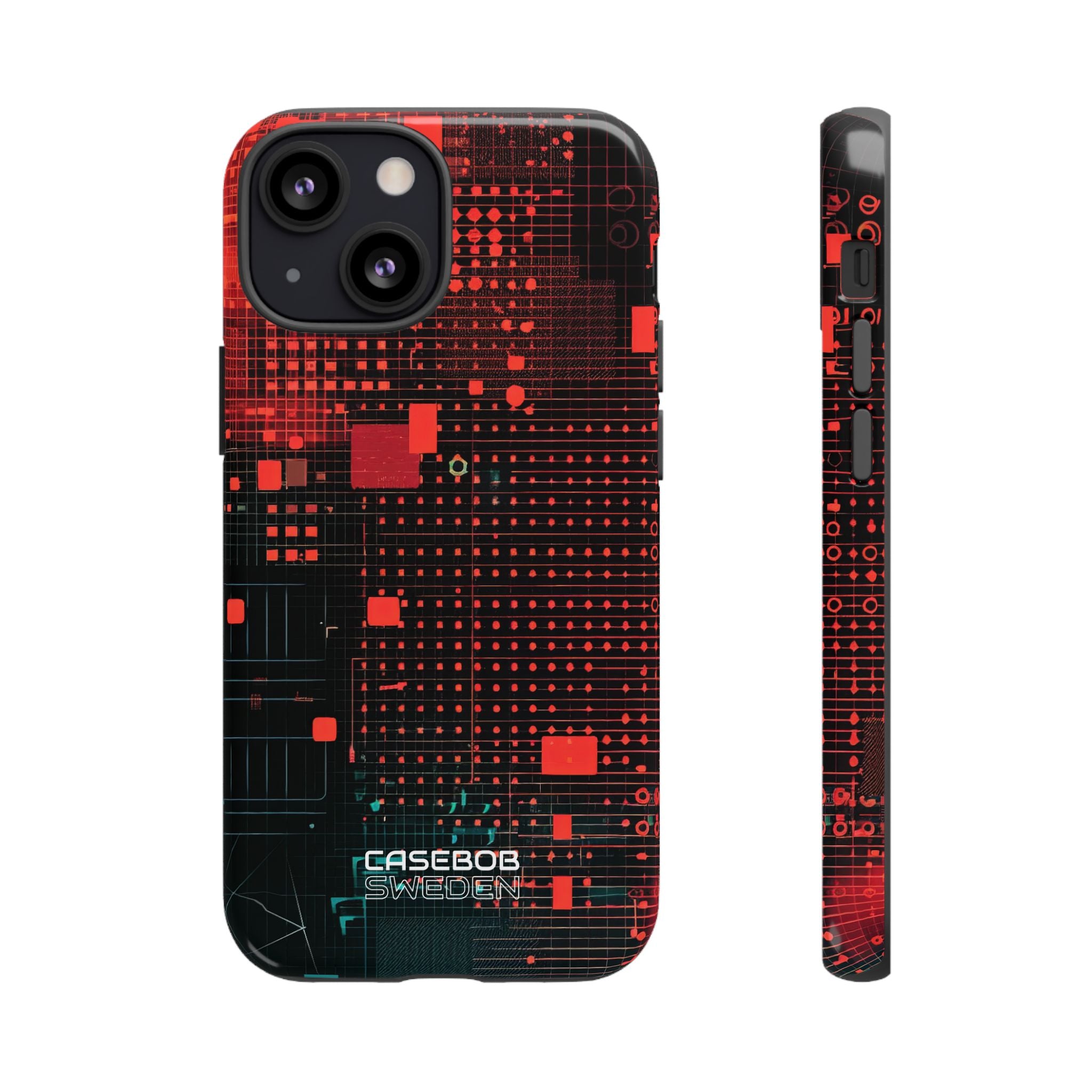 Crimson Circuit Grid iPhone 13 - Tough