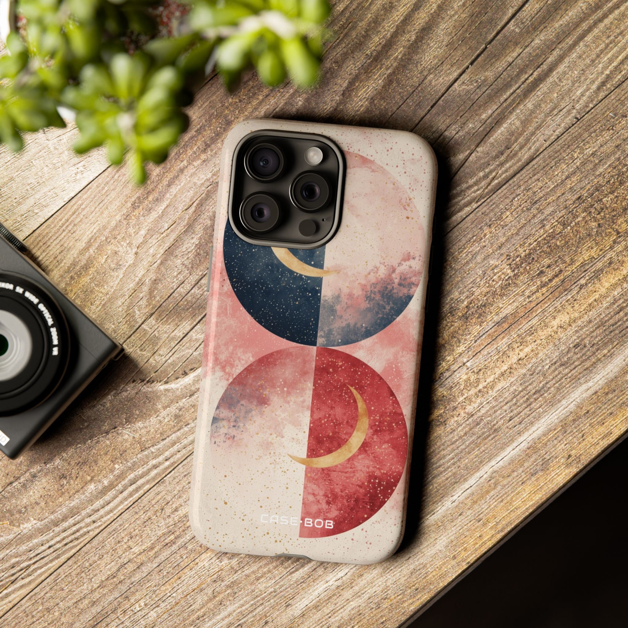 Golden Crescent Circles iPhone 15 Pro Max Case - Tough