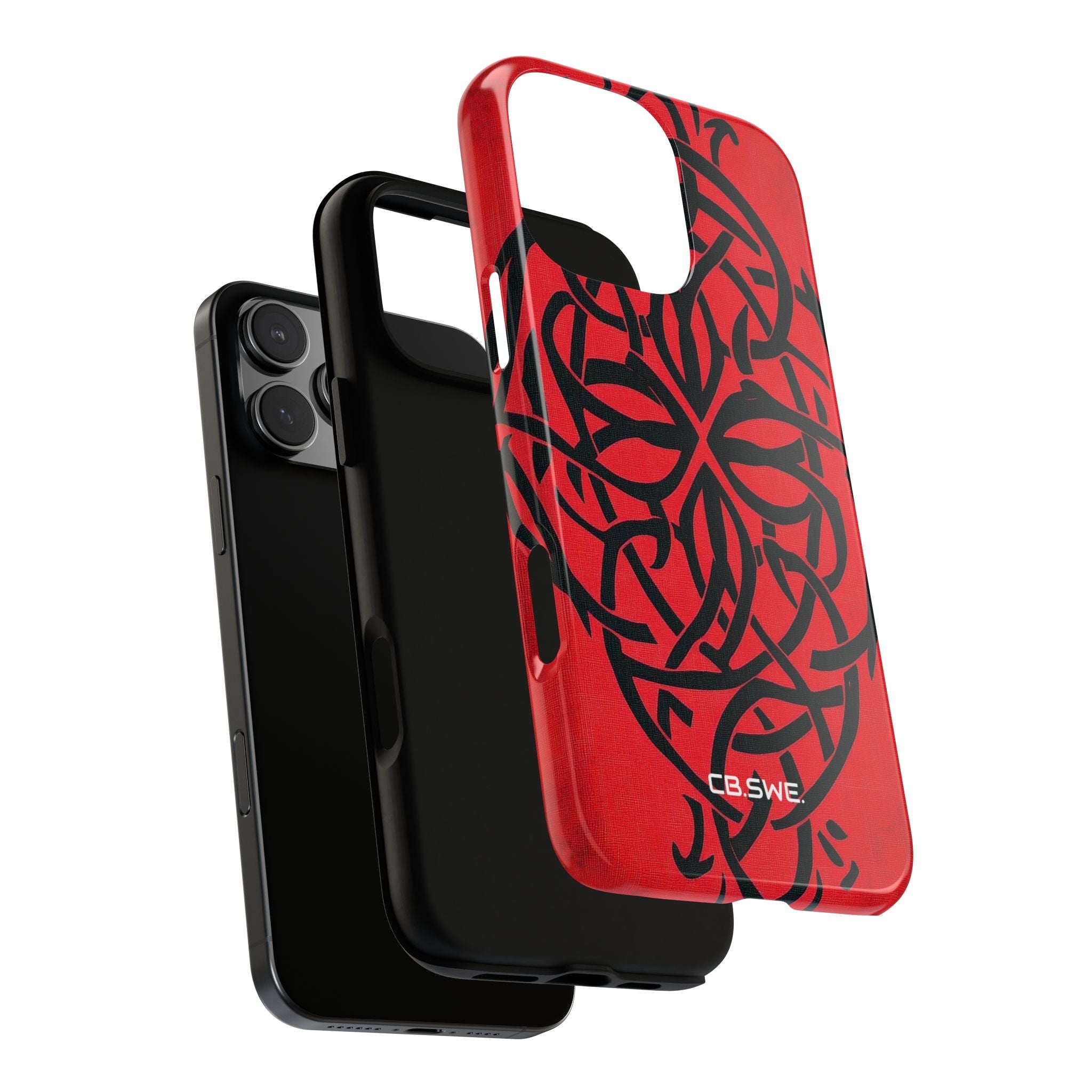 Wunderschöne rote symmetrische keltische Symbole Gothic Standard iPhone 16 - Robust