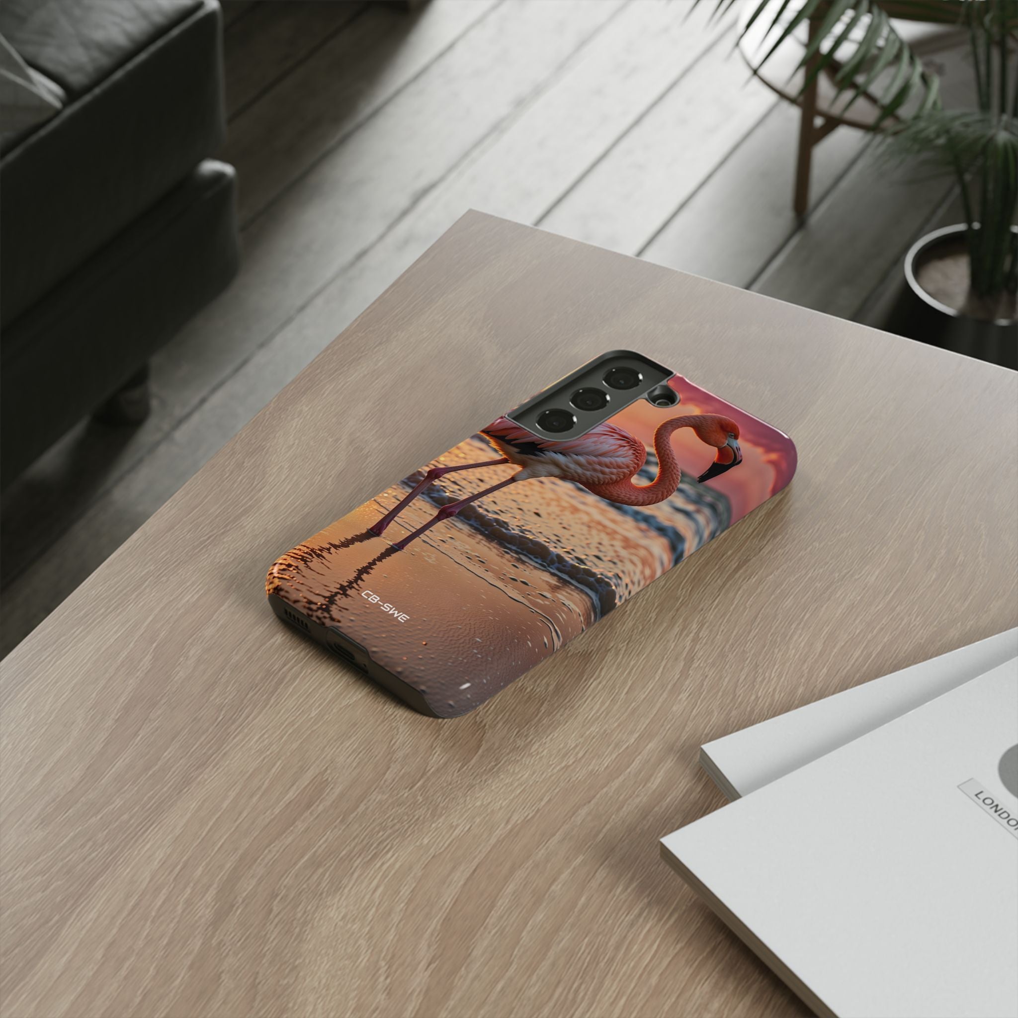 Sunset Flamingo Stand - Samsung Case