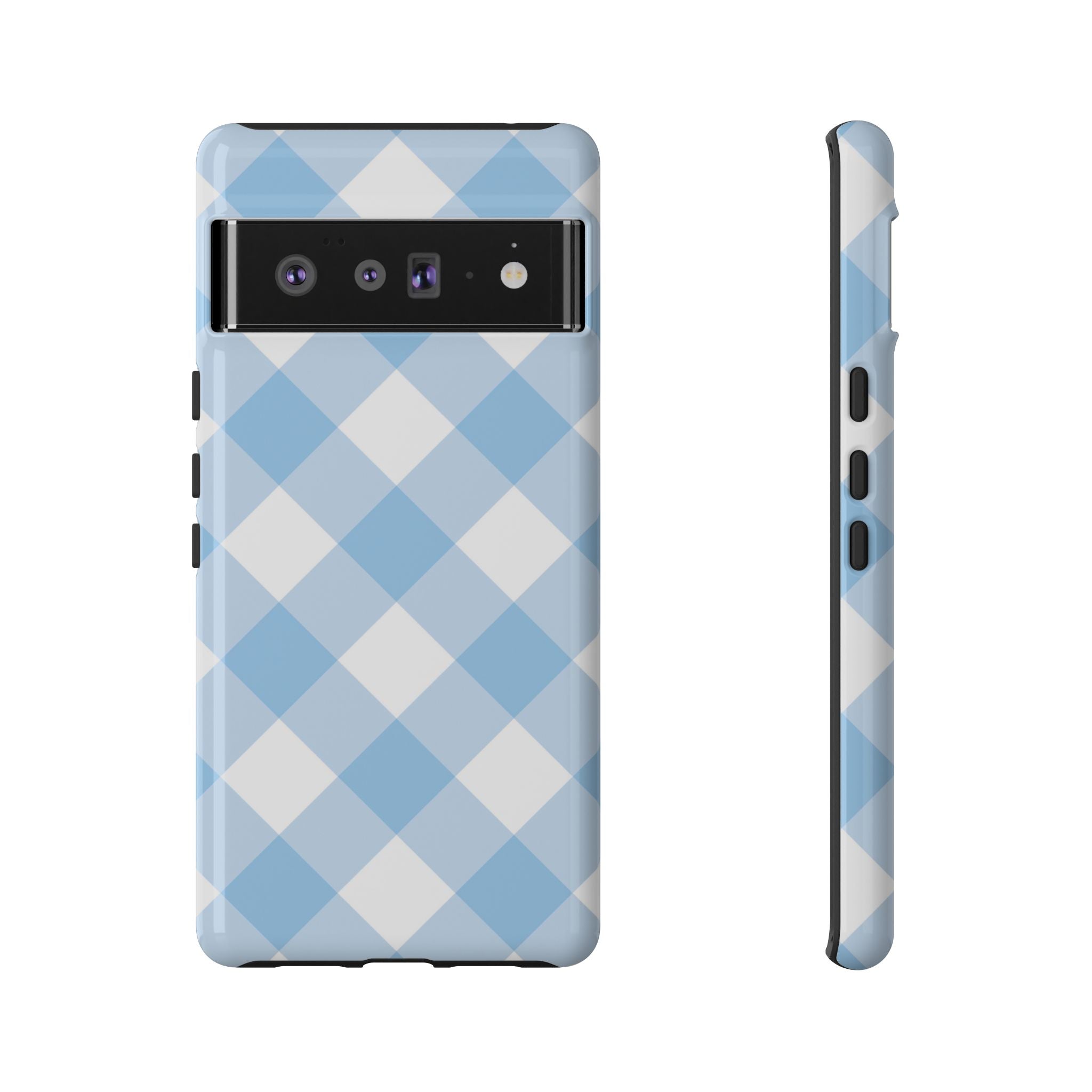 Soft Blue Gingham Elegance - Google Pixel Case