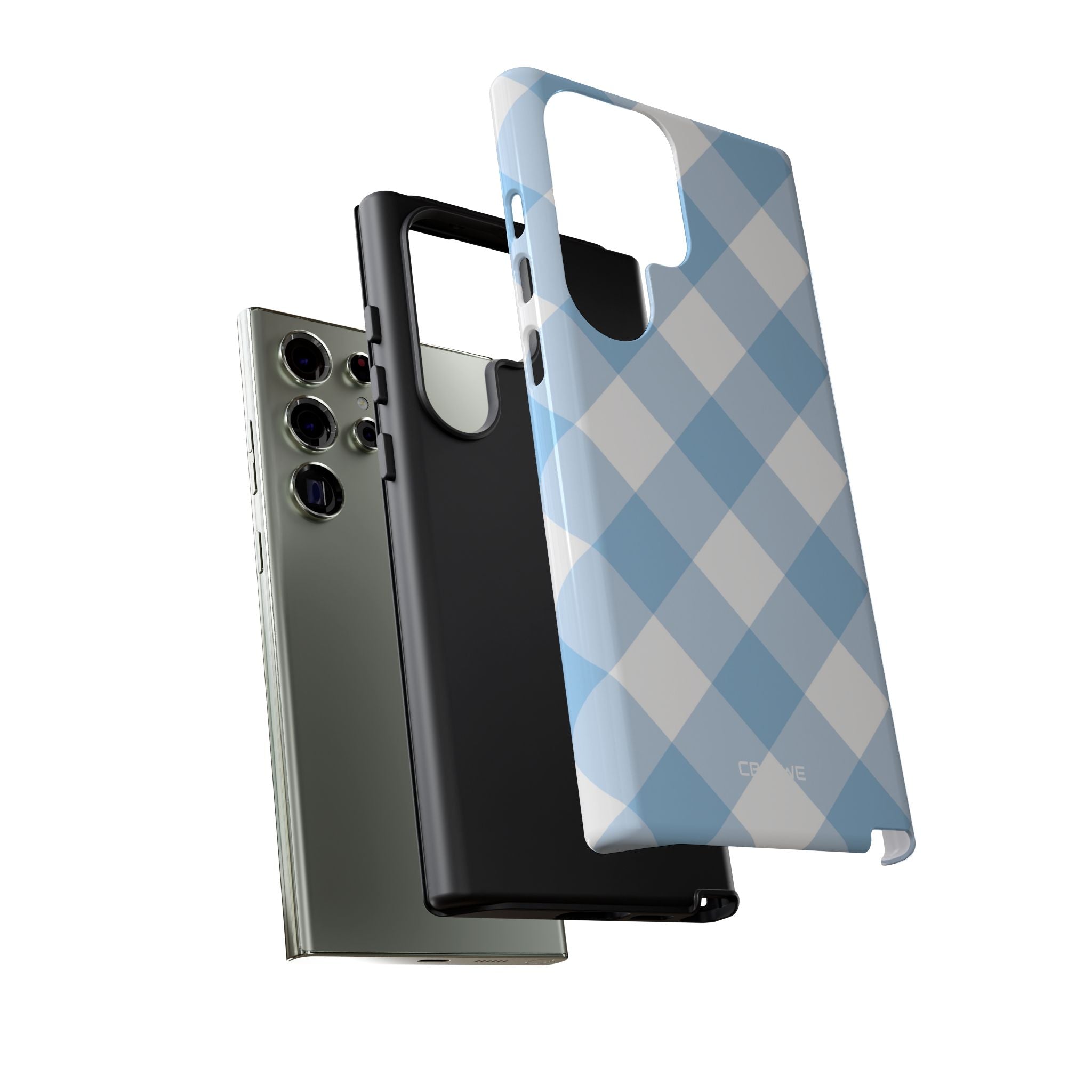 Soft Blue Gingham Elegance - Samsung Case