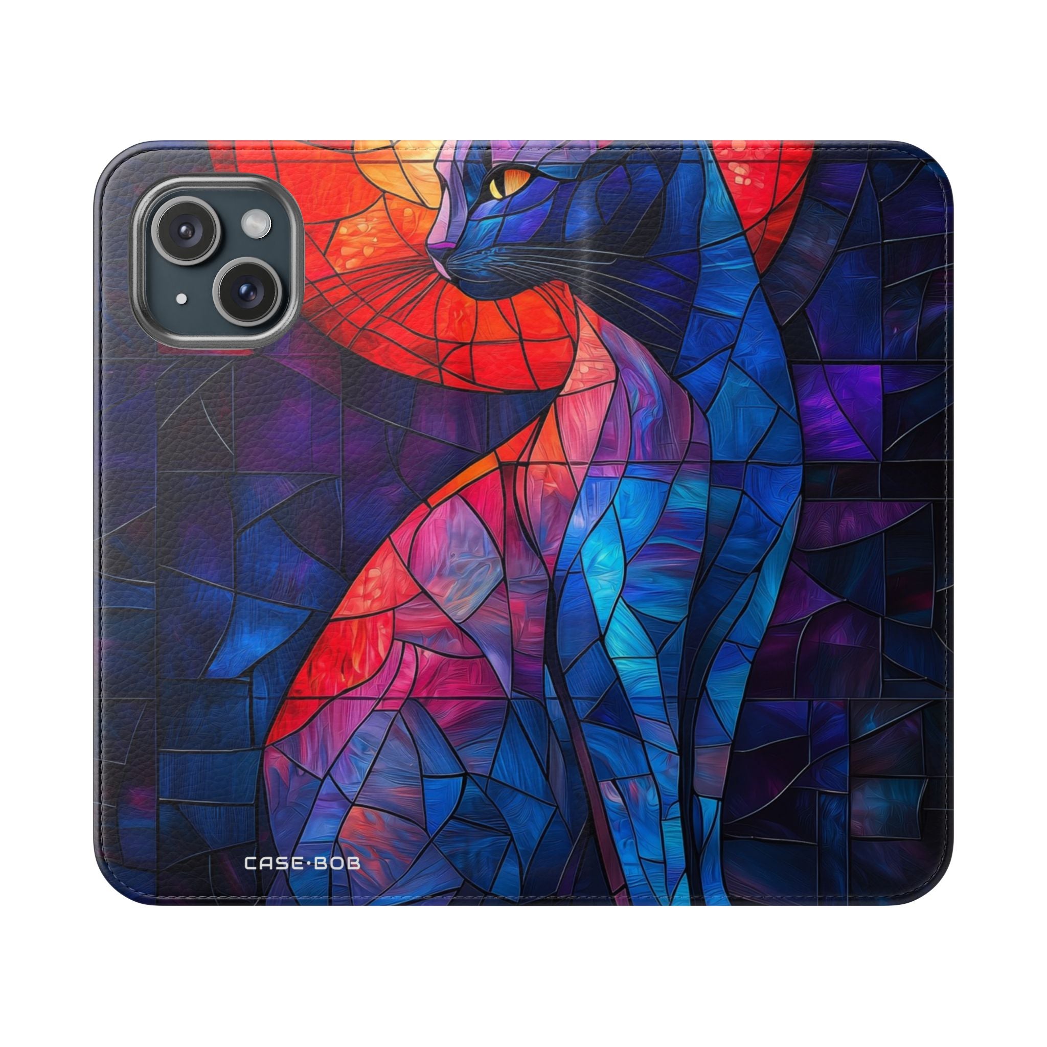 Stained Glass Cat - iPhone 15 Case - Wallet