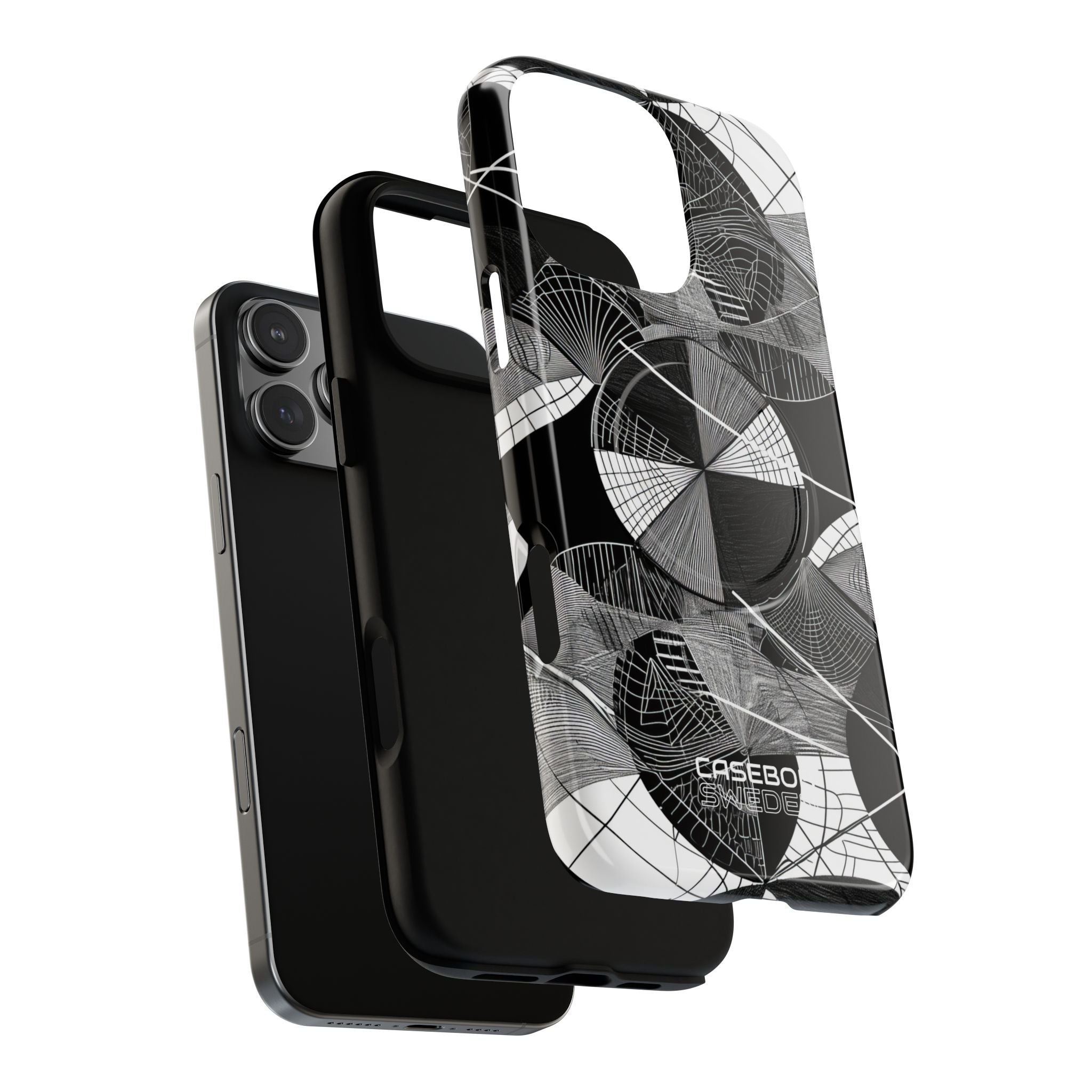 Monochrome Circle Maze iPhone 16 - Tough+