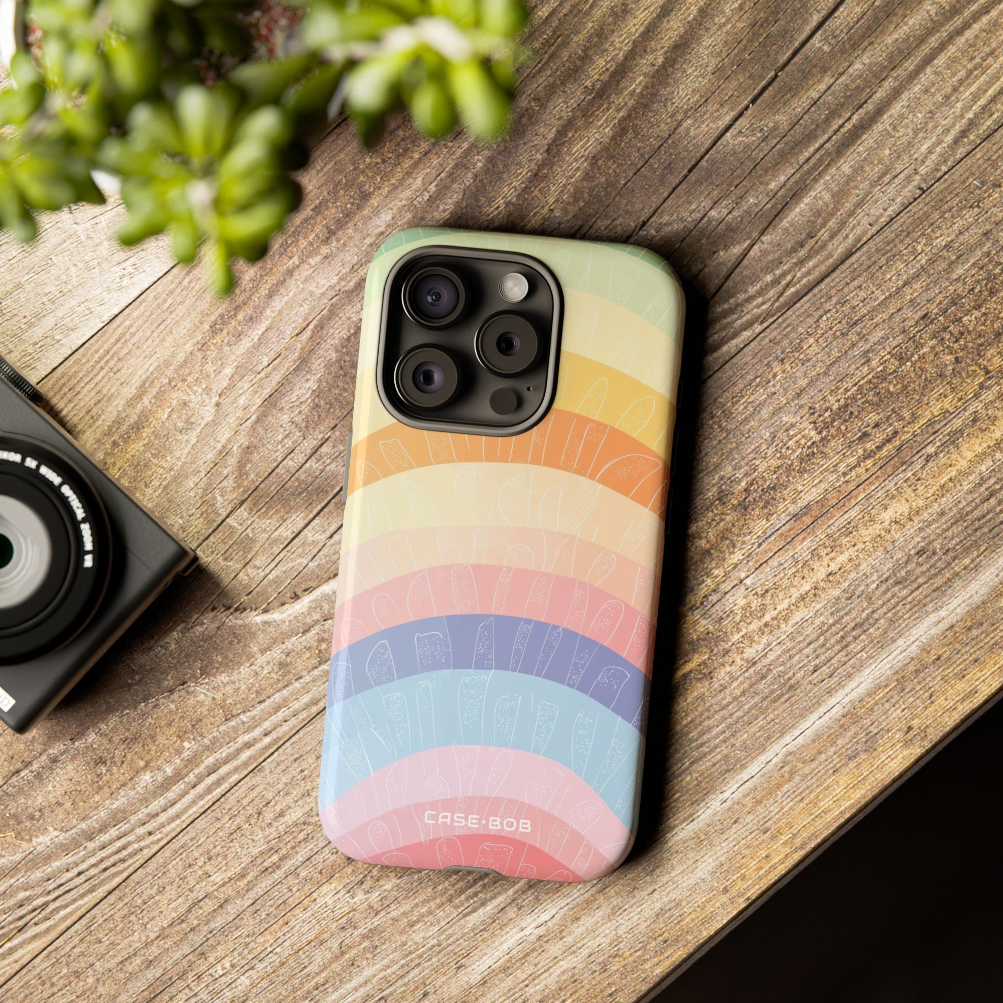 Pastel Rainbow Bands iPhone 15 Pro Case - Tough