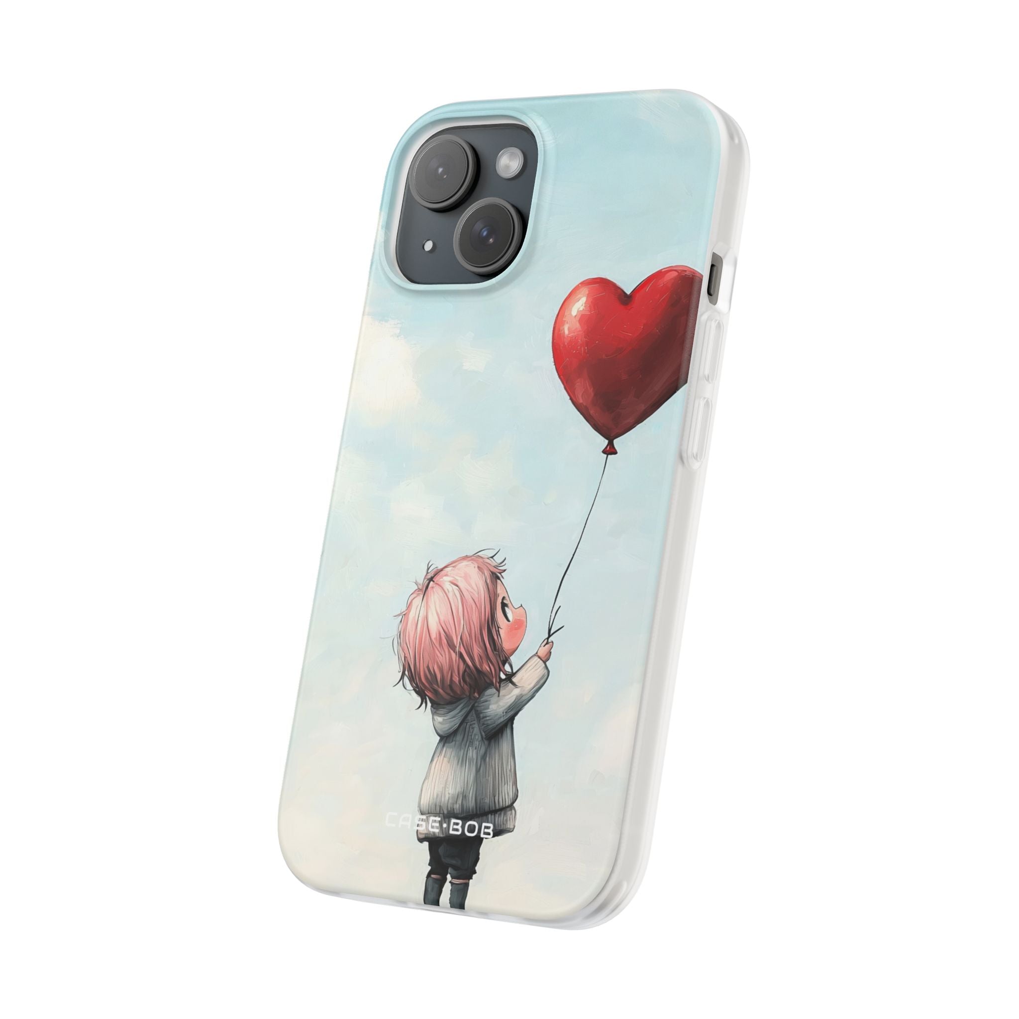 Heart Balloon Glow iPhone 15 Case - Soft