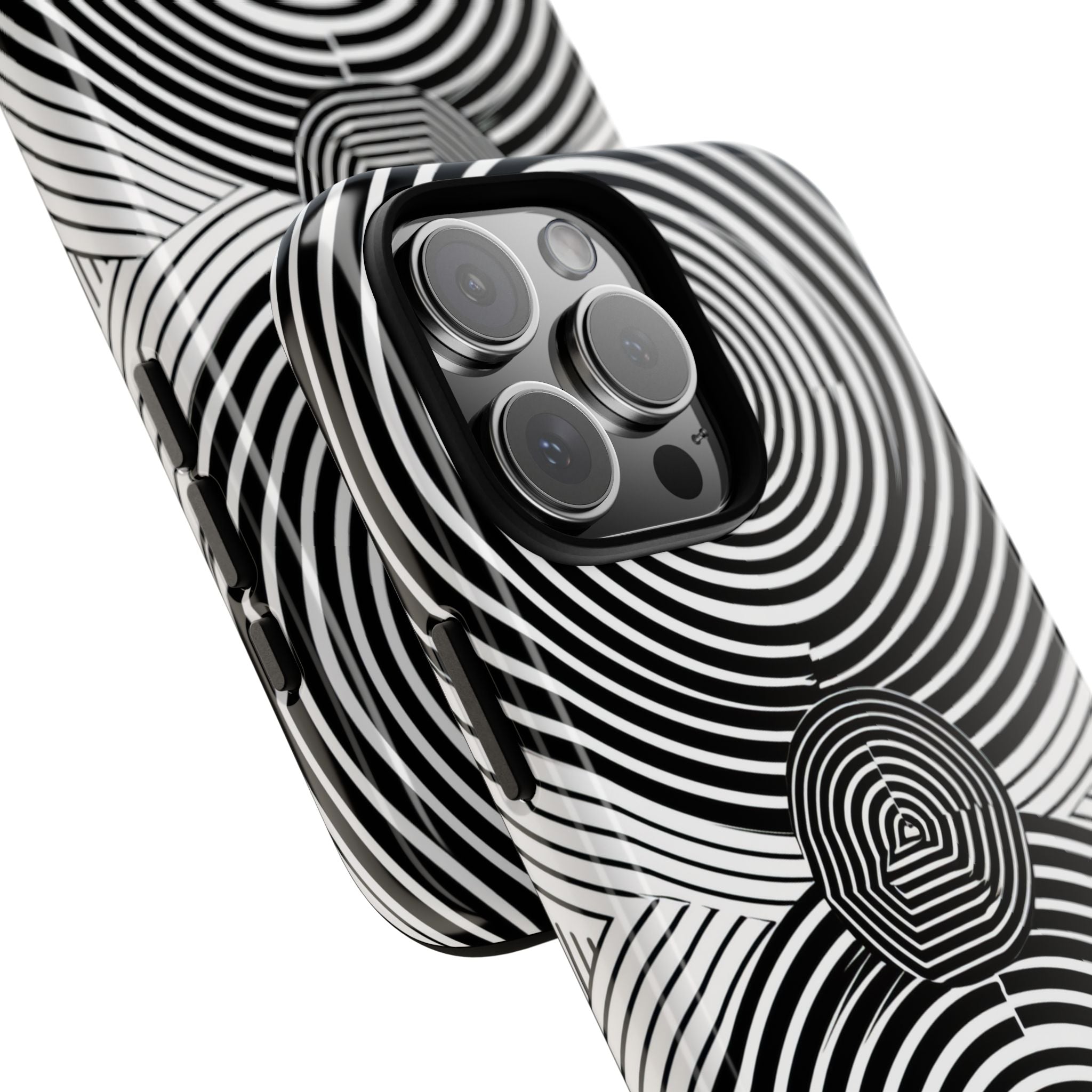 Monochrome Spiral Motion iPhone 16 - Resistente