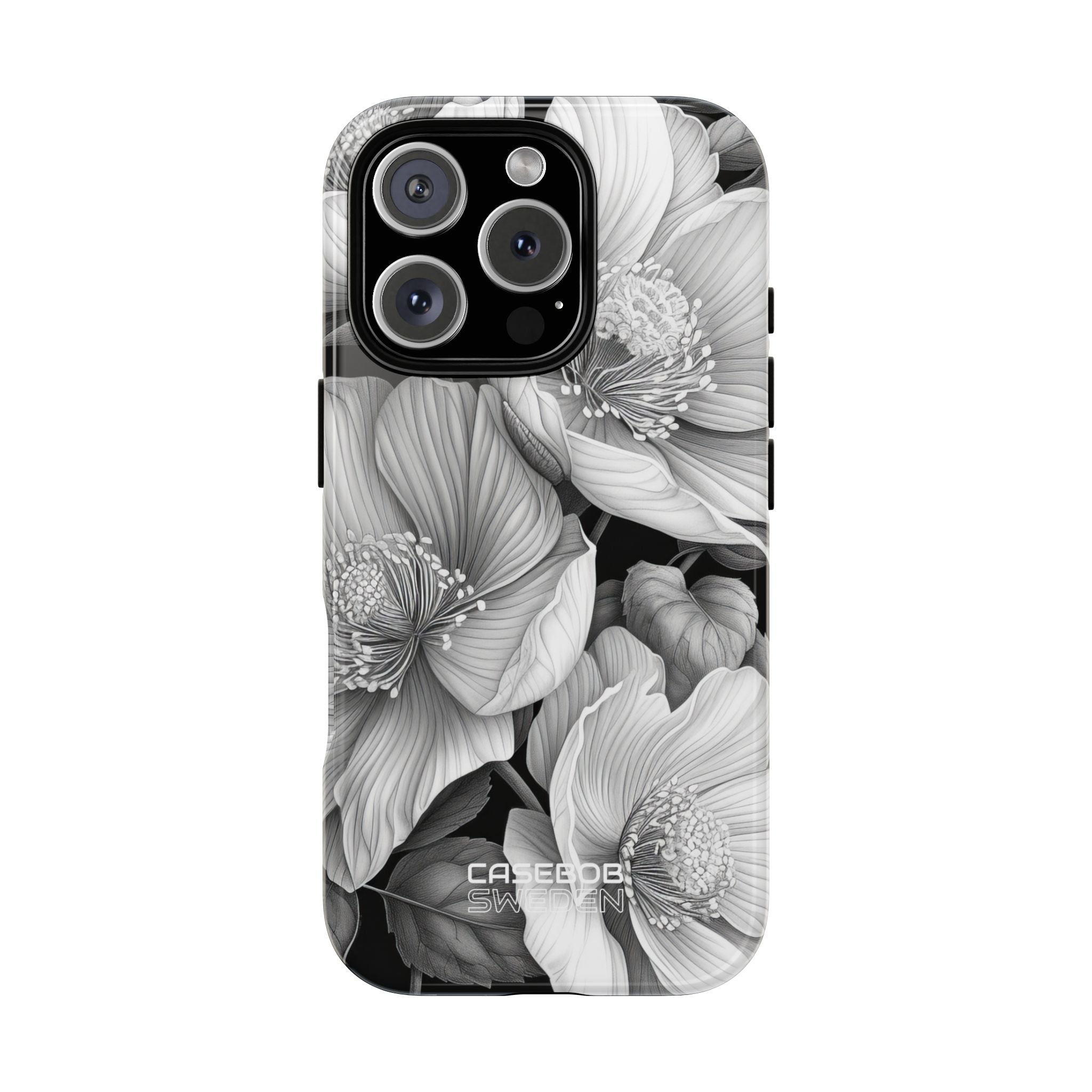 Monochrome Petal Dance iPhone 16 - Tough