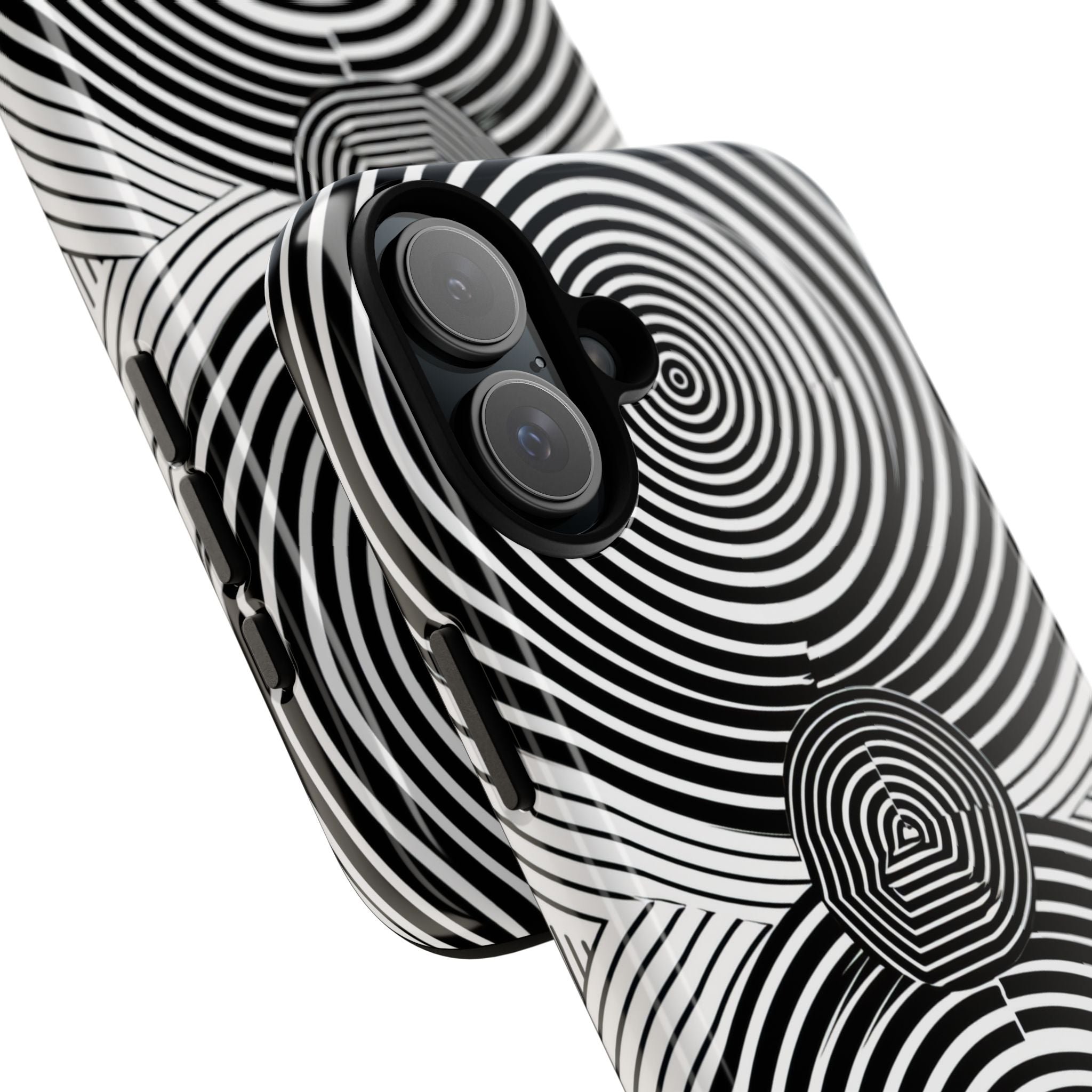 Monochrome Spiral Motion iPhone 16 - Resistente